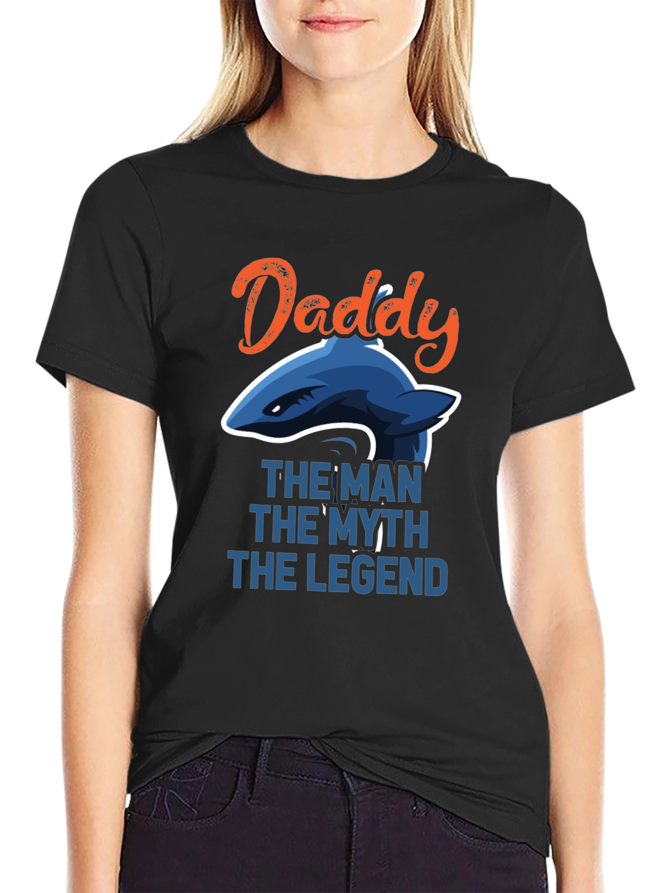 Black Daddy Shark Graphic T-Shirt view 2
