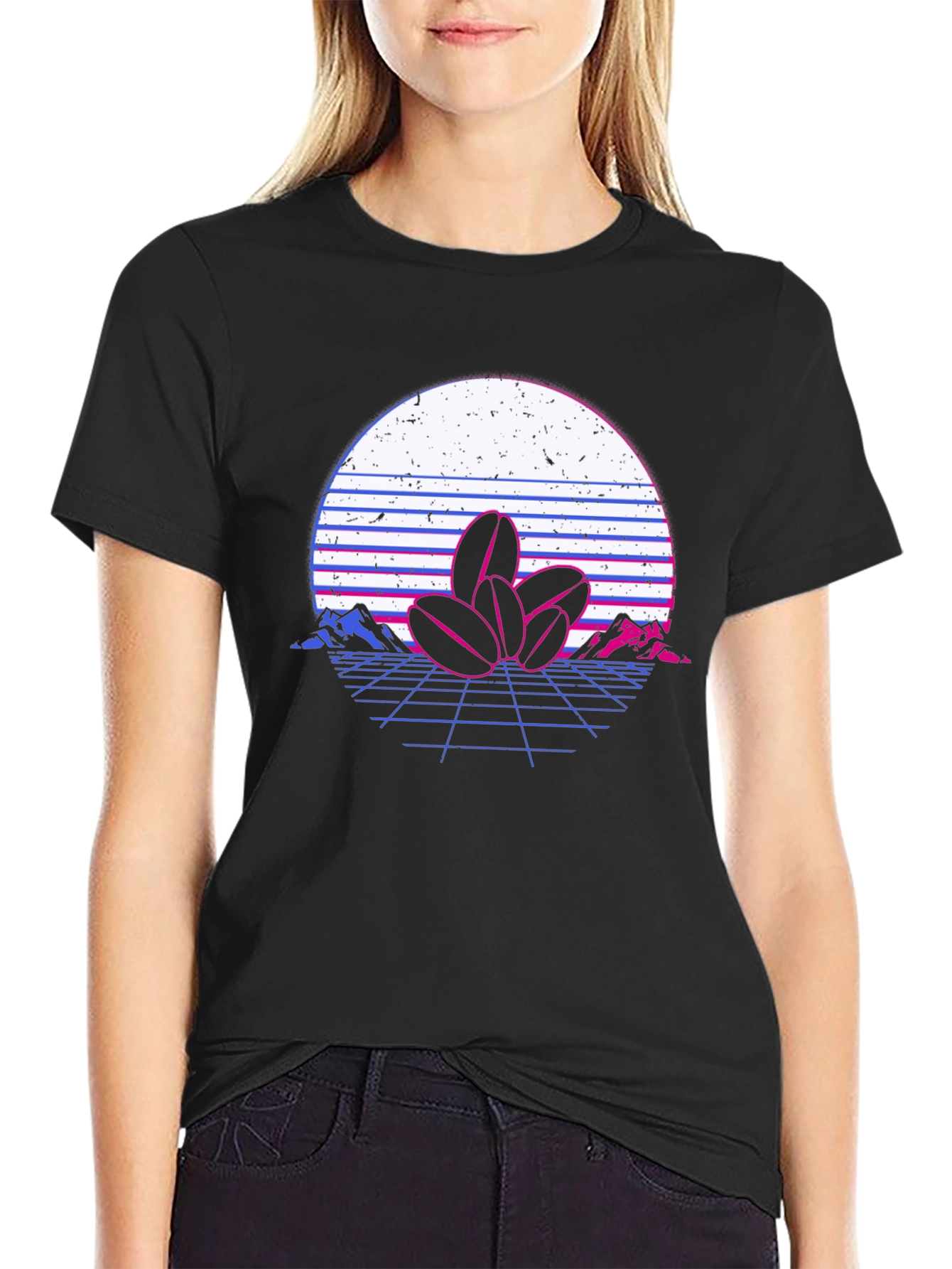 Black Retro Coffee Bean Graphic T-Shirt view 2