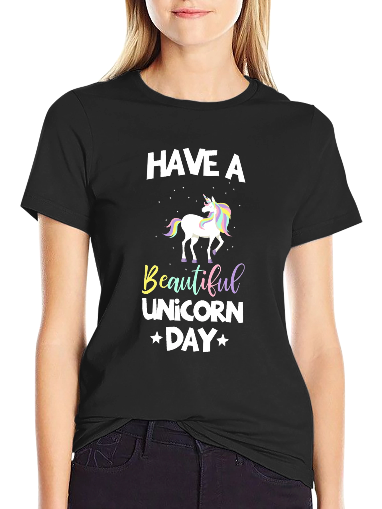 Black Have A Beautiful Unicorn Day Black T-Shirt view 2