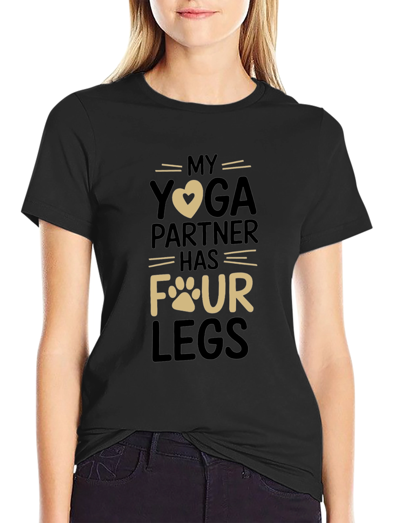 Black My Yoga Partner Has Four Legs T-Shirt view 2