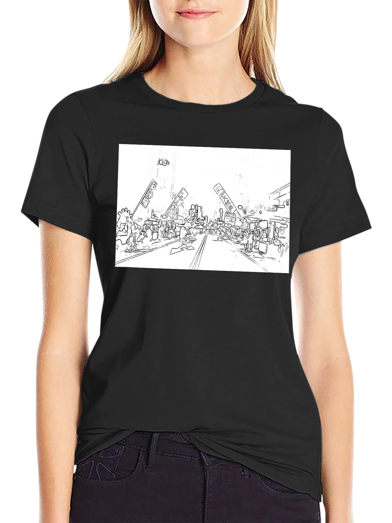 Black Black T-Shirt with Market Sketch Graphic view 2