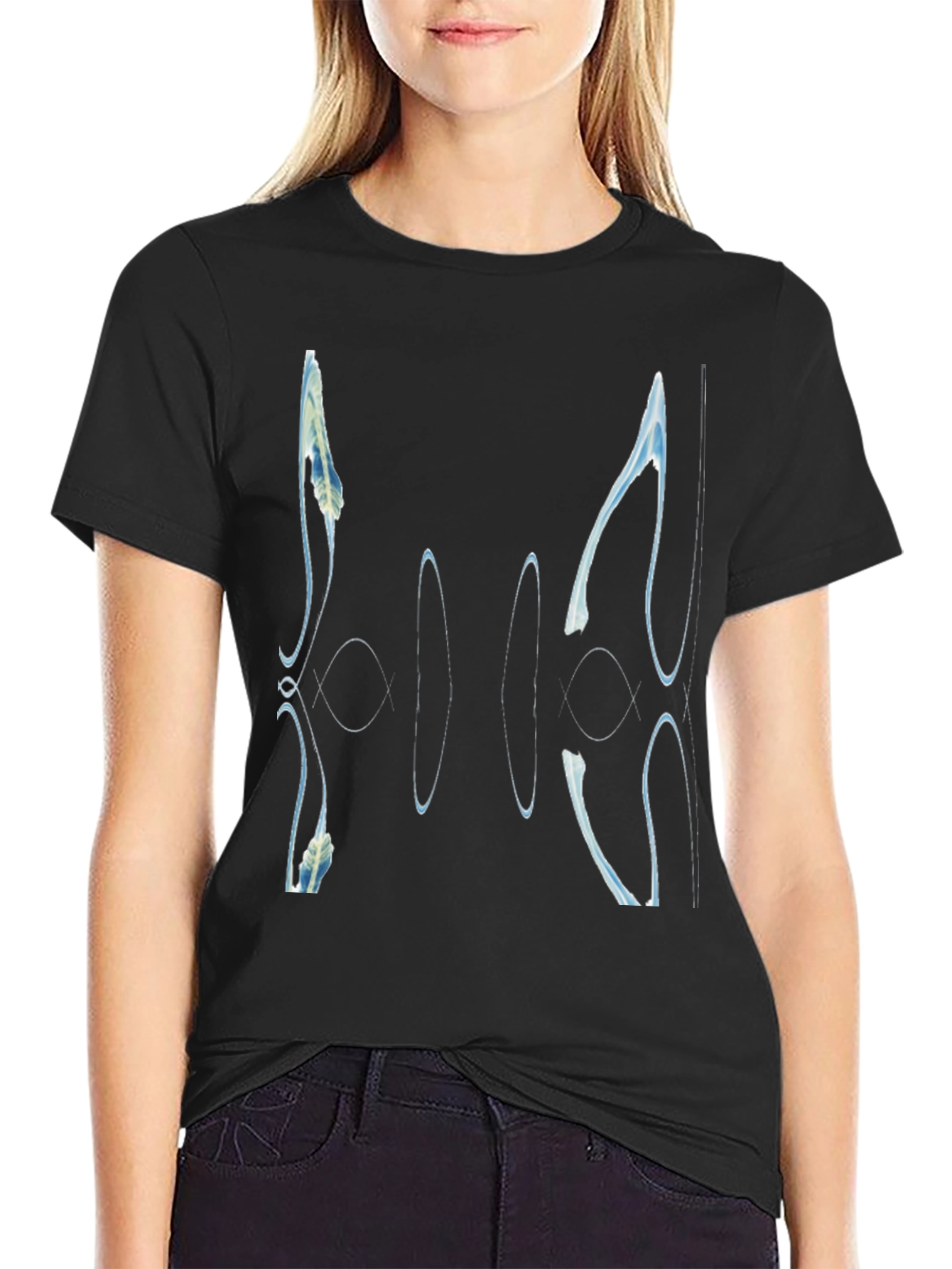 Black Abstract Graphic Print Black T-Shirt view 2