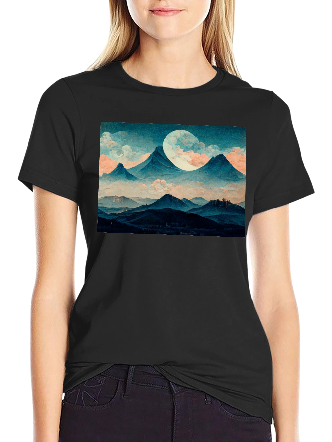 Mountains & Moon Graphic Tee - Black - 2