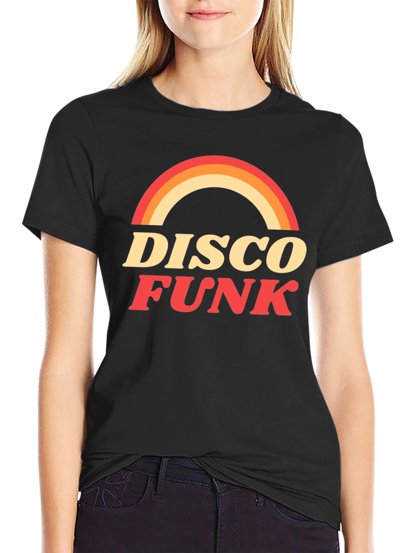 Black Retro Disco Funk Graphic T-Shirt view 2