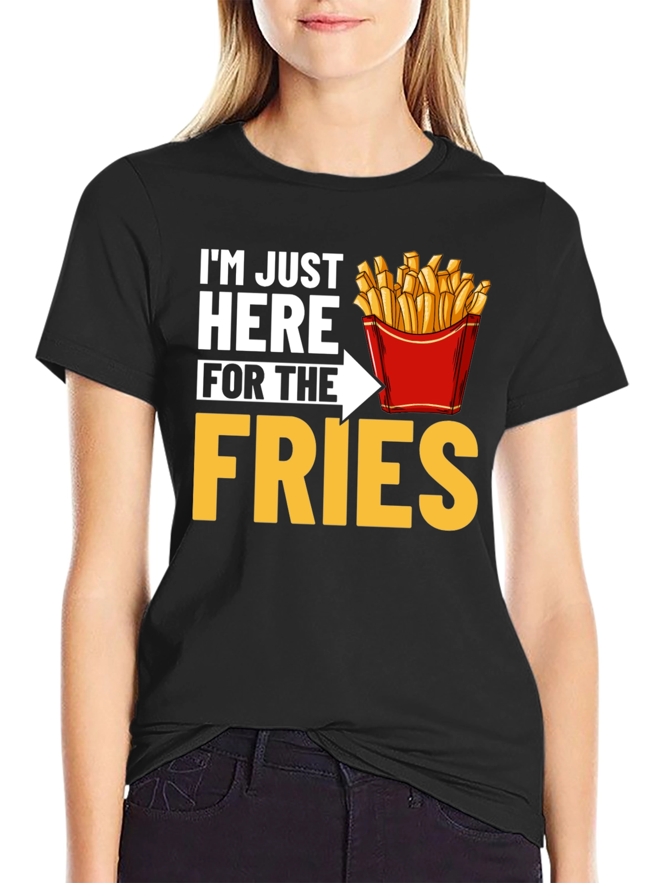 Black Just Here for the Fries Graphic T-Shirt view 2