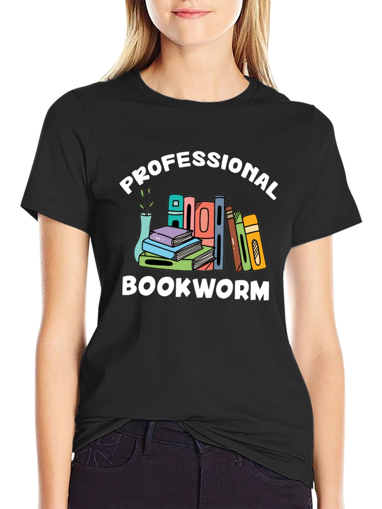 Black Professional Bookworm T-Shirt - Reading Lover Tee view 2