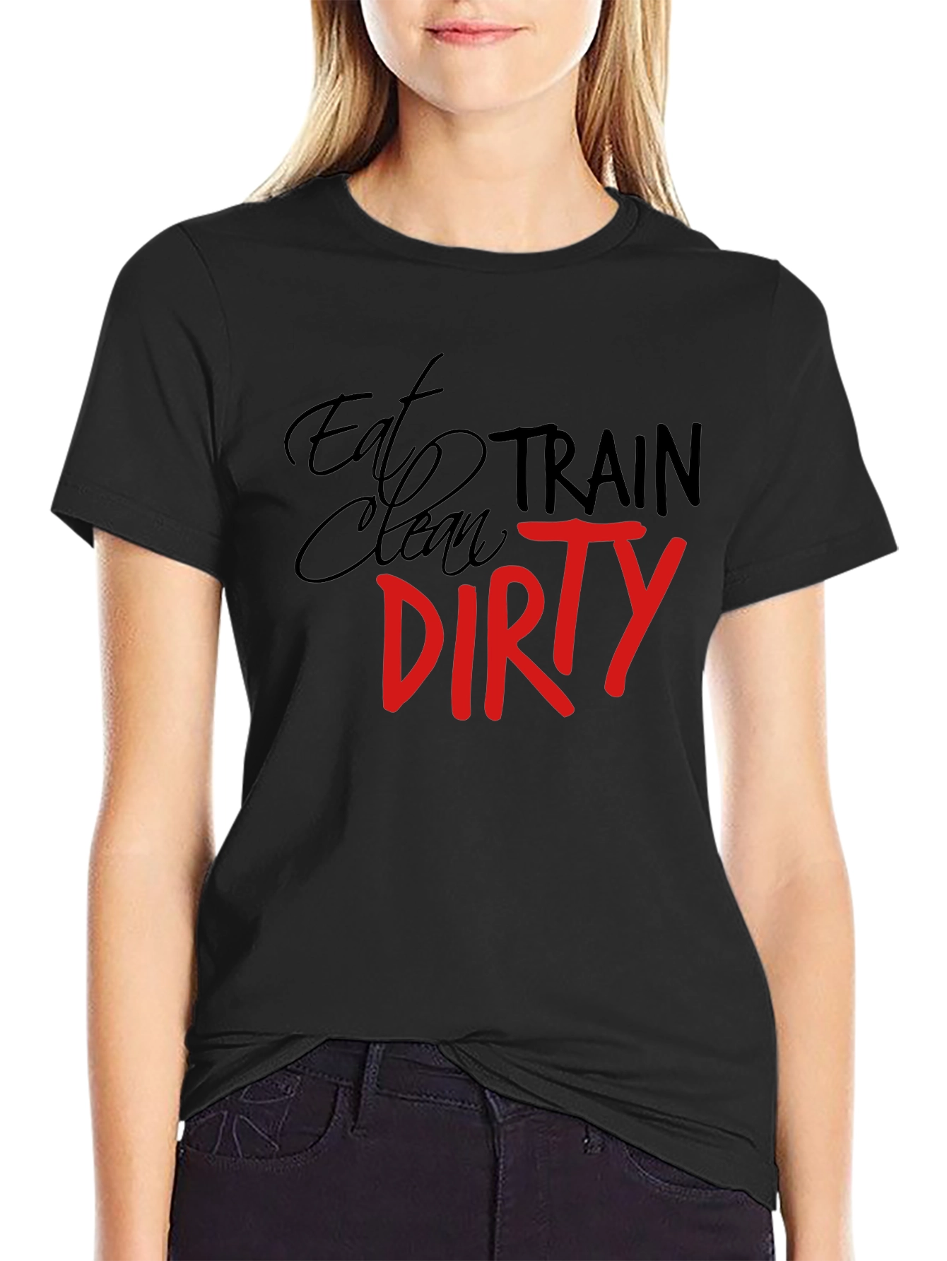Black Eat Clean Train Dirty Graphic Tee view 2