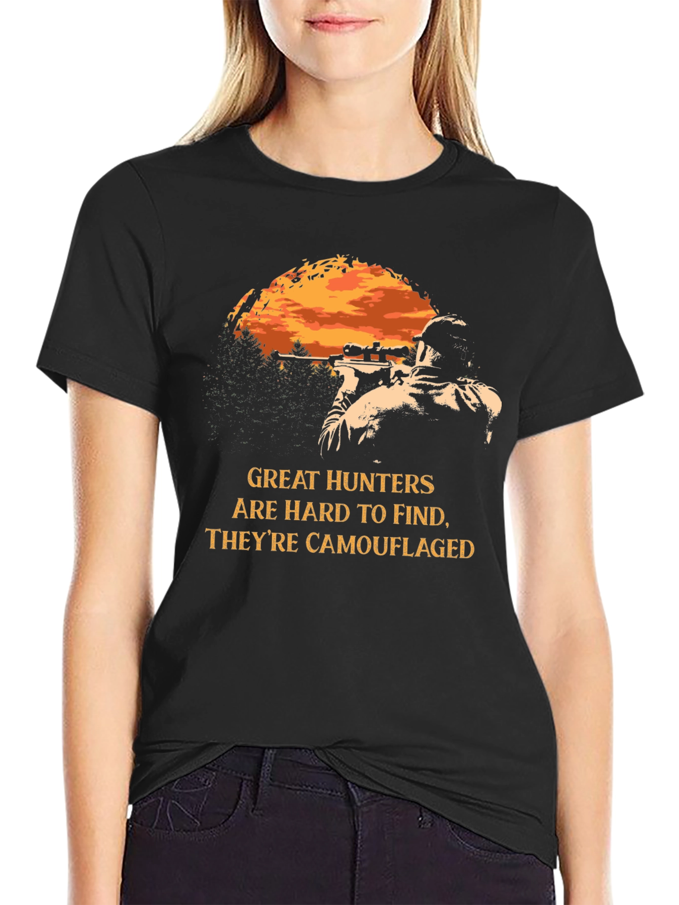 Black Great Hunters Camouflaged T-Shirt - Black view 2