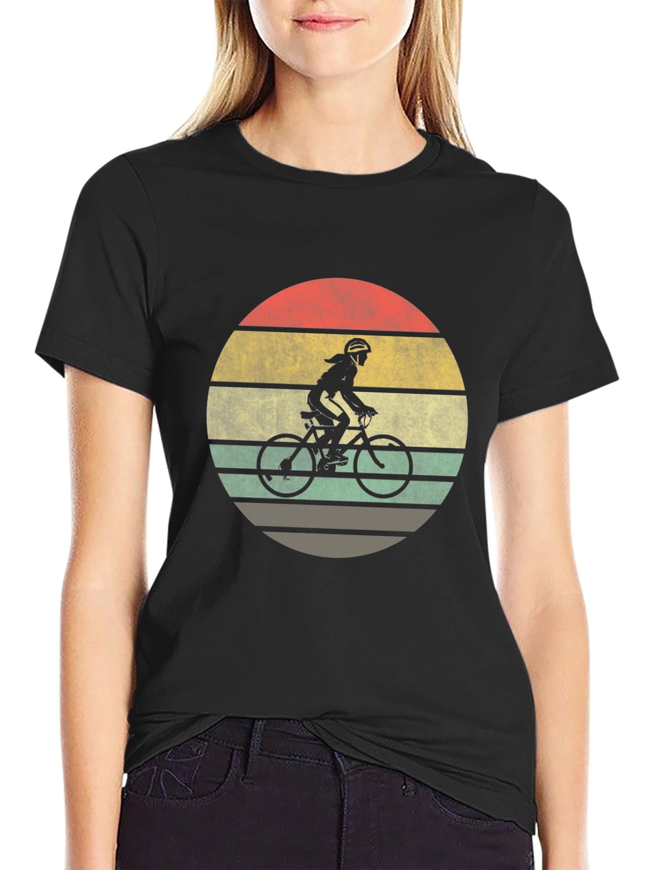 Black Vintage Style Cyclist T-Shirt view 2
