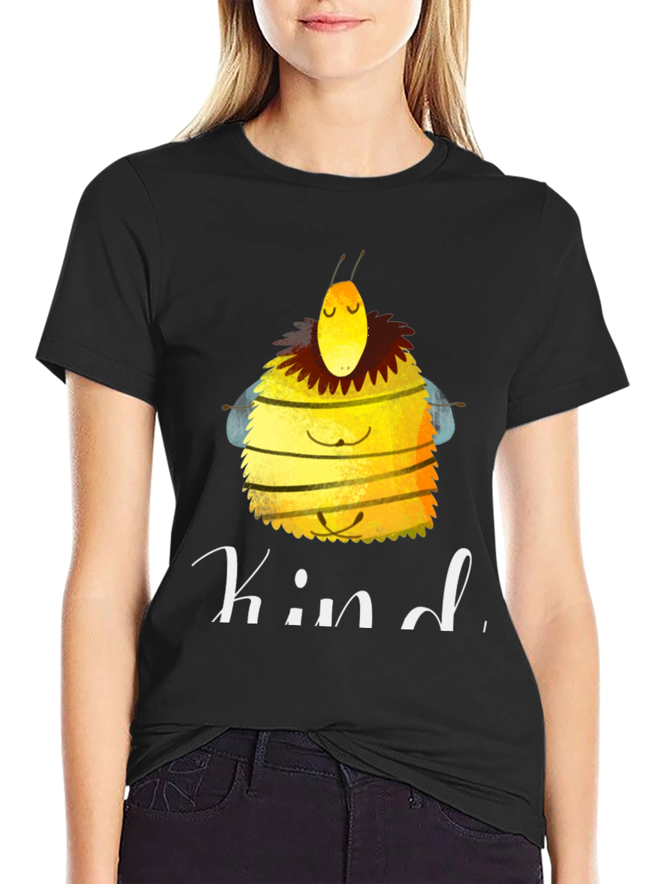 Black Kind Bee Graphic T-Shirt - Positive Vibes Tee view 2