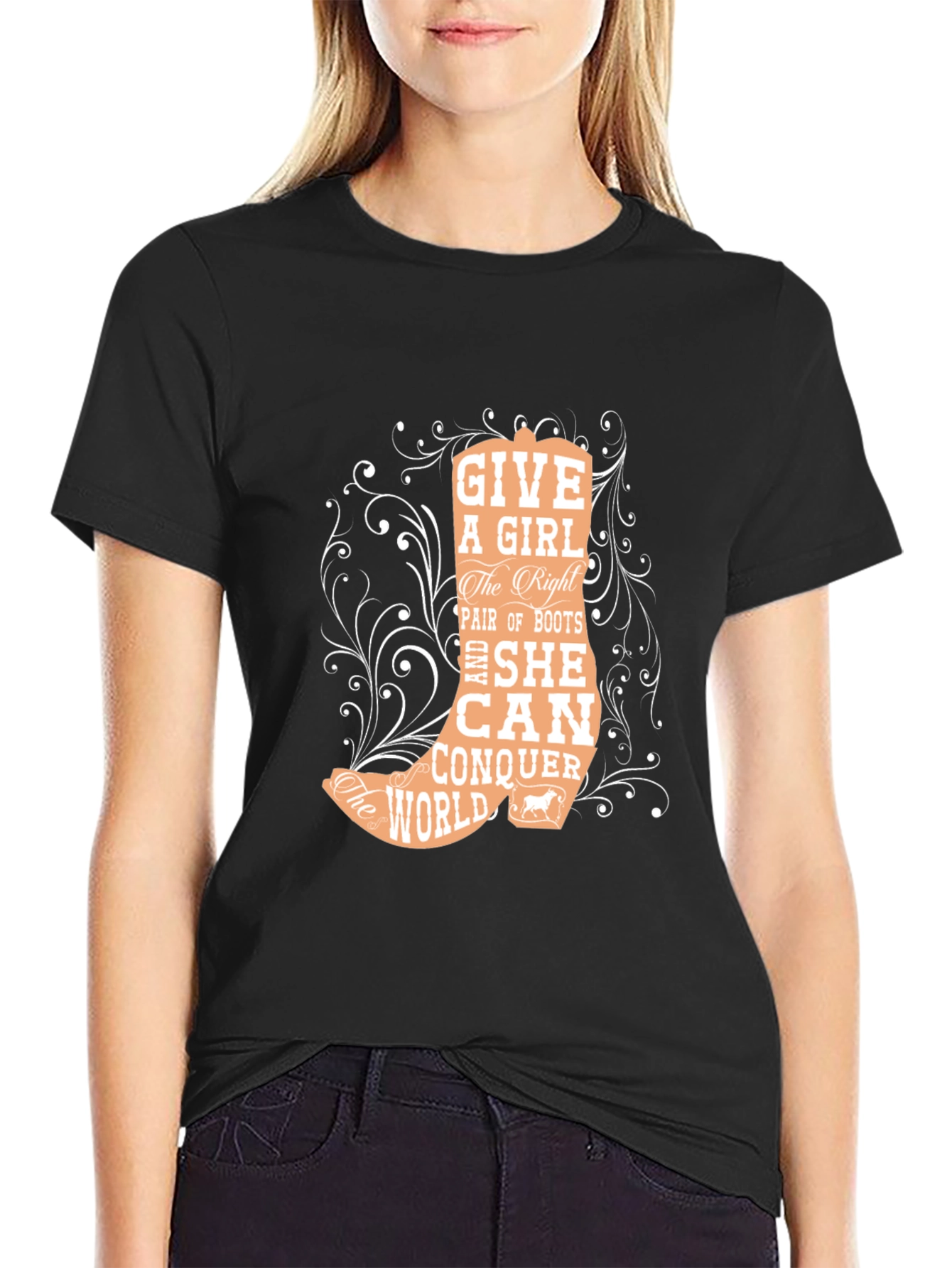 Cowgirl Boots T-Shirt: Conquer The World - 2