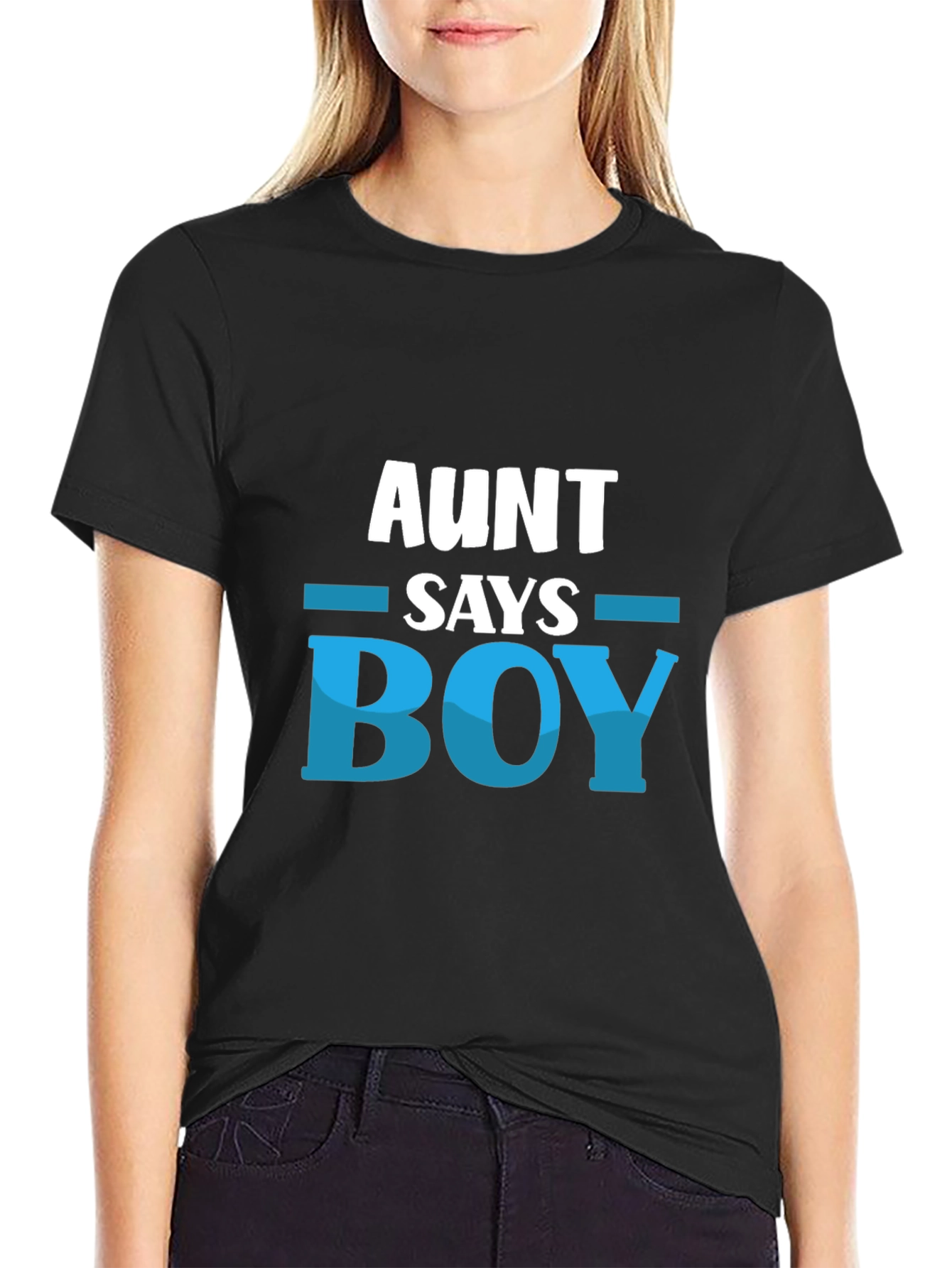 Black Aunt Says Boy T-Shirt - Baby Shower Gift view 2