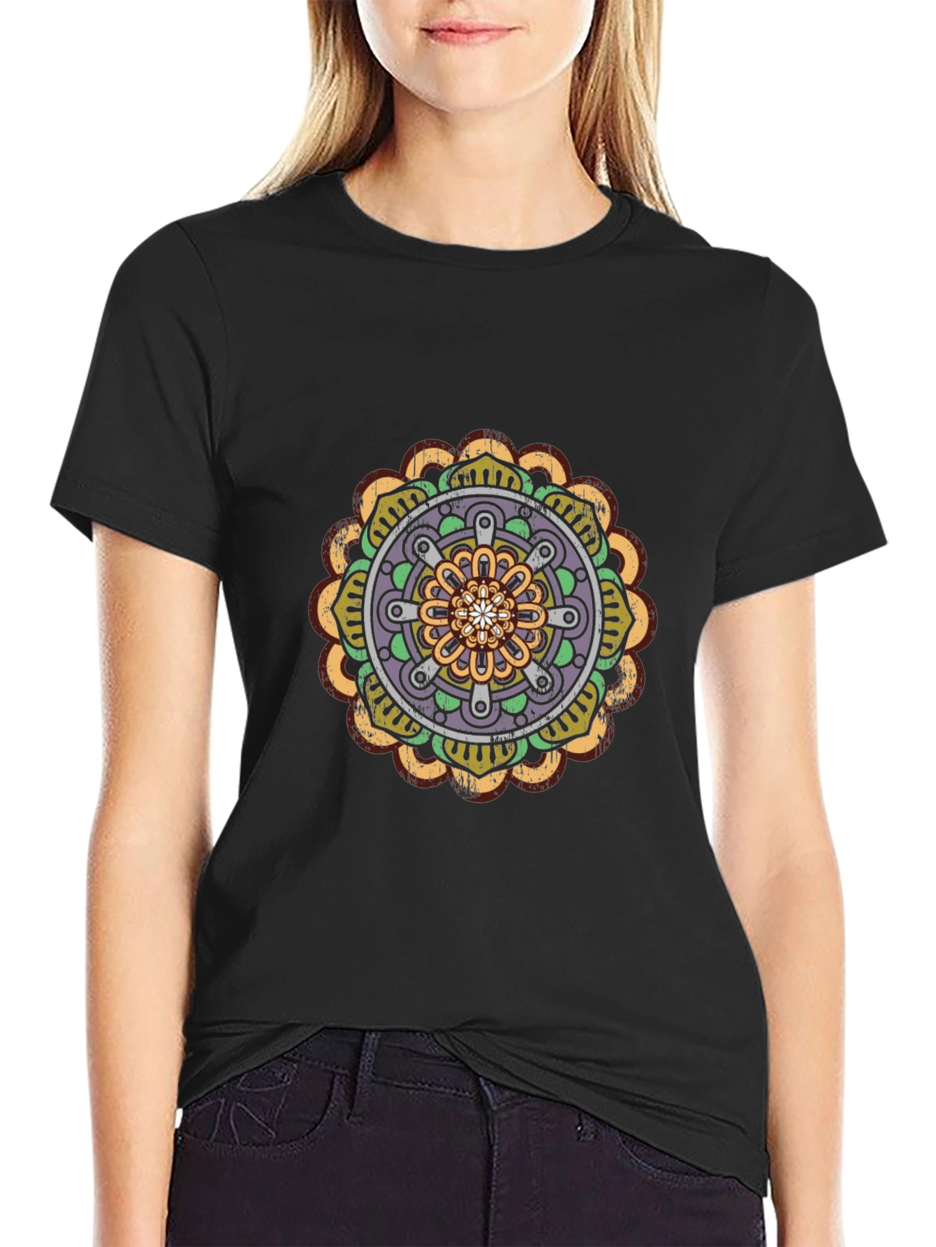 Black Black Mandala Graphic Tee - Stylish Men's Cotton T-Shirt view 2