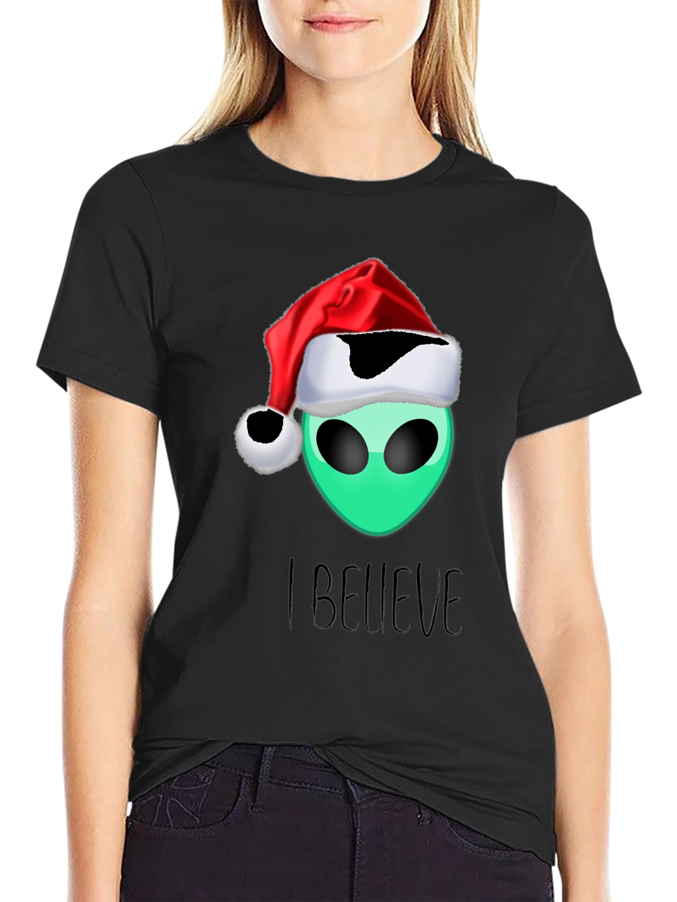 Alien Christmas T-Shirt - I Believe Holiday Tee - 2