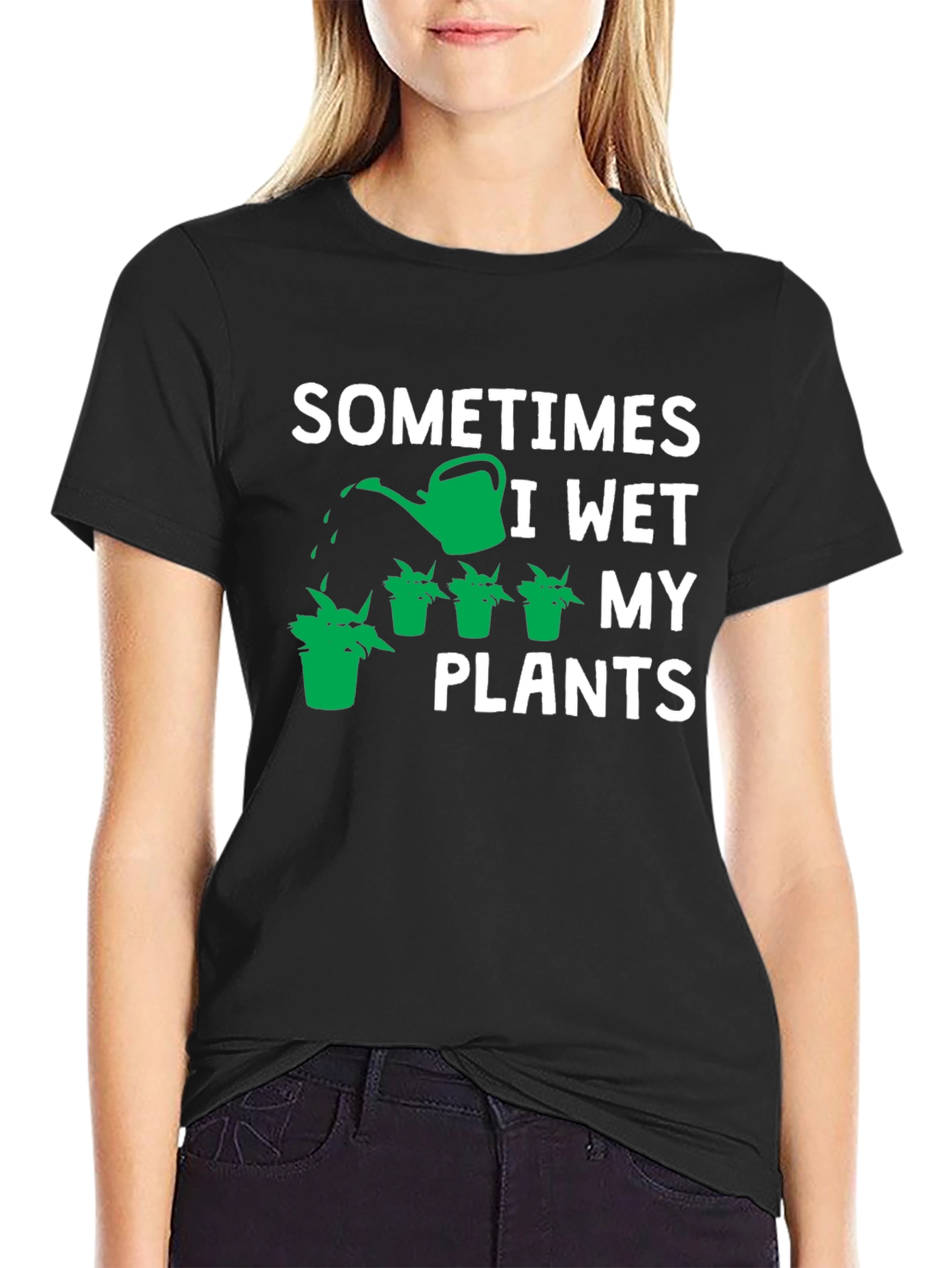 Black Sometimes I Wet My Plants Graphic Tee view 2