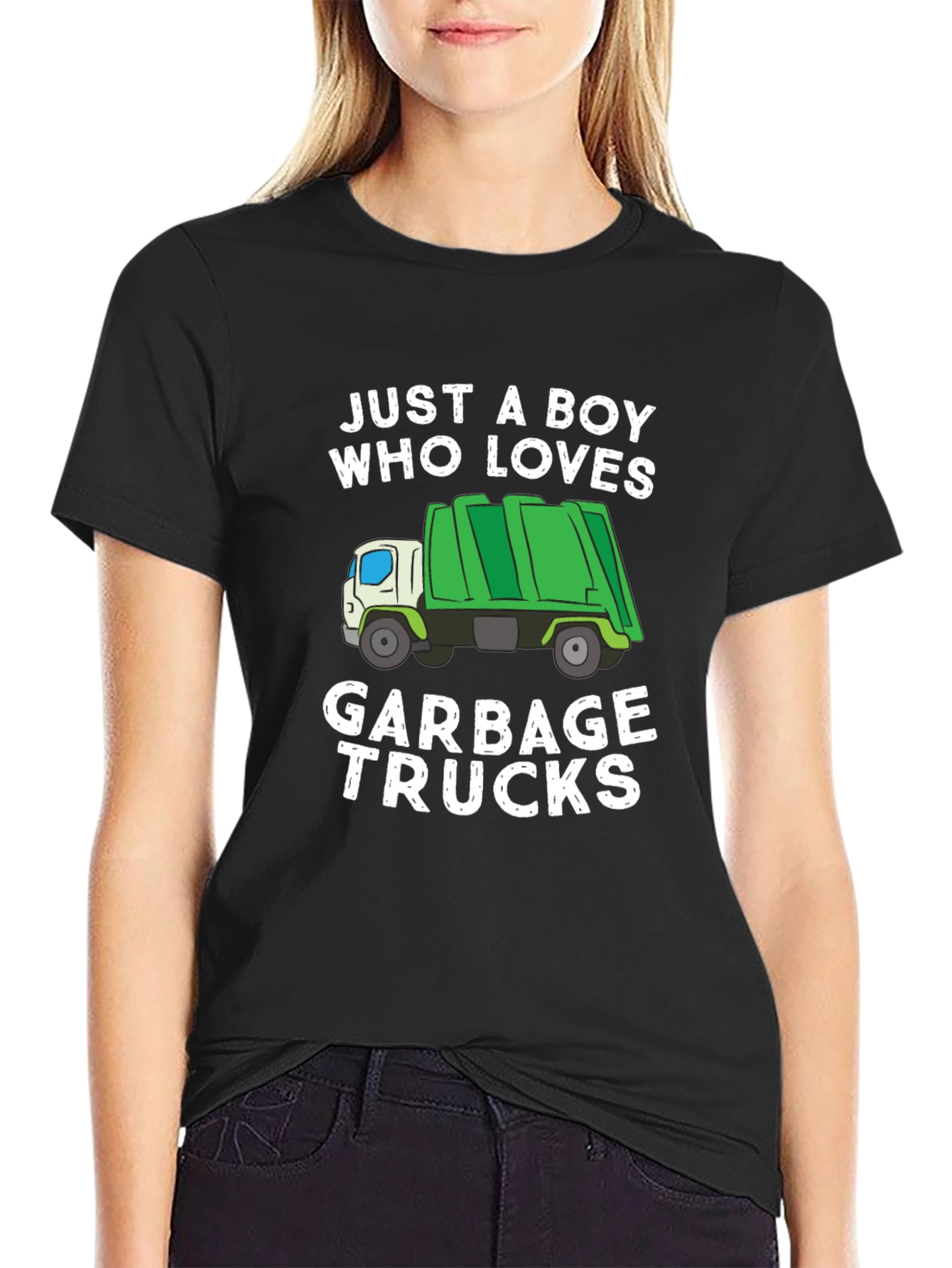 Black Garbage Truck Lover T-Shirt view 2