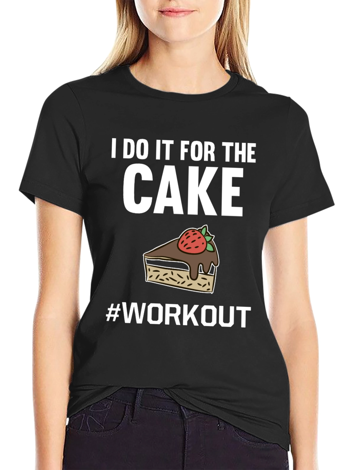 Black I Do It For The Cake Workout T-Shirt view 2