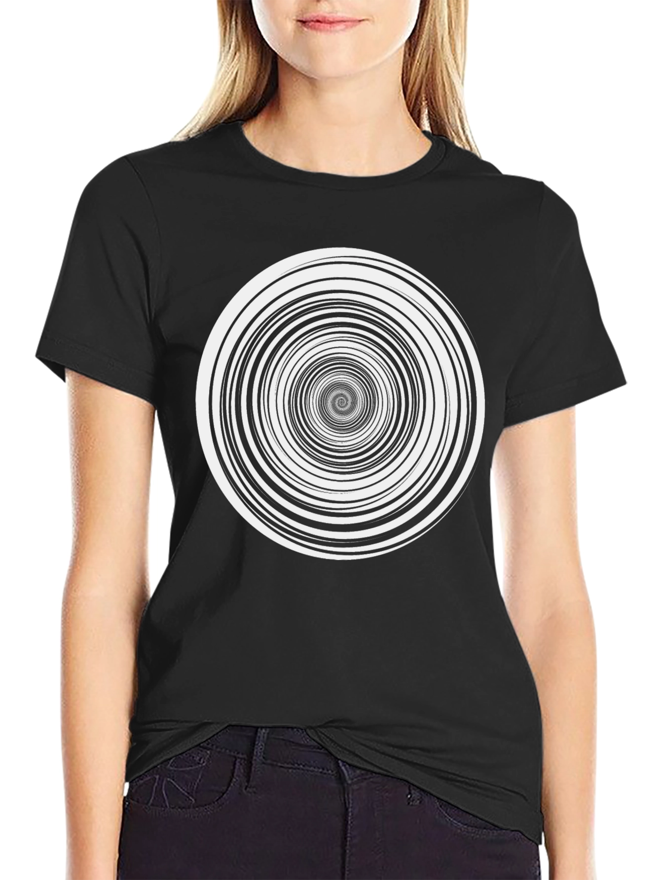 Black Hypnotic Swirl T-Shirt - Classic Black view 2