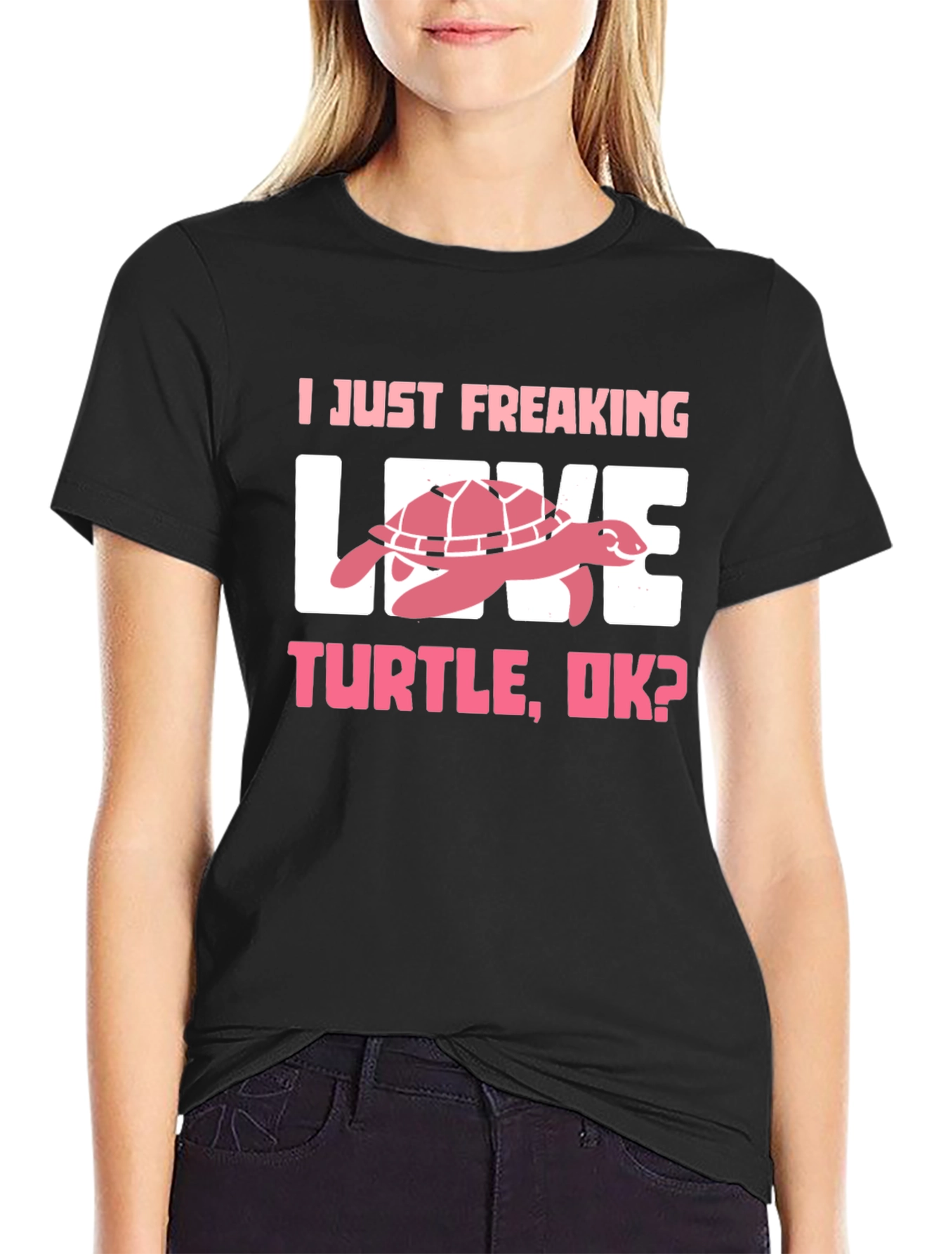 Black I Just Freaking Love Turtle T-Shirt view 2