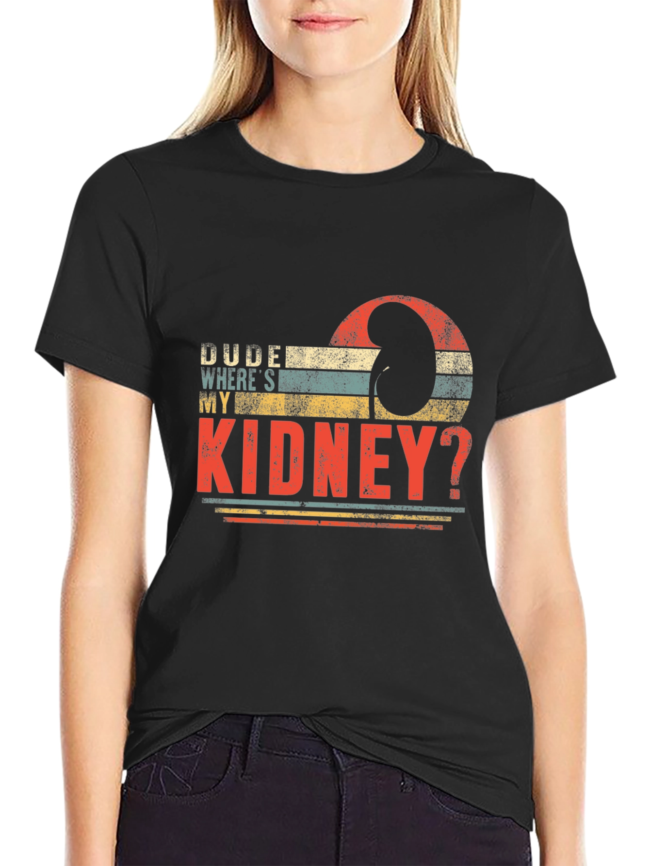 Black Dude Where's My Kidney? Black T-Shirt view 2