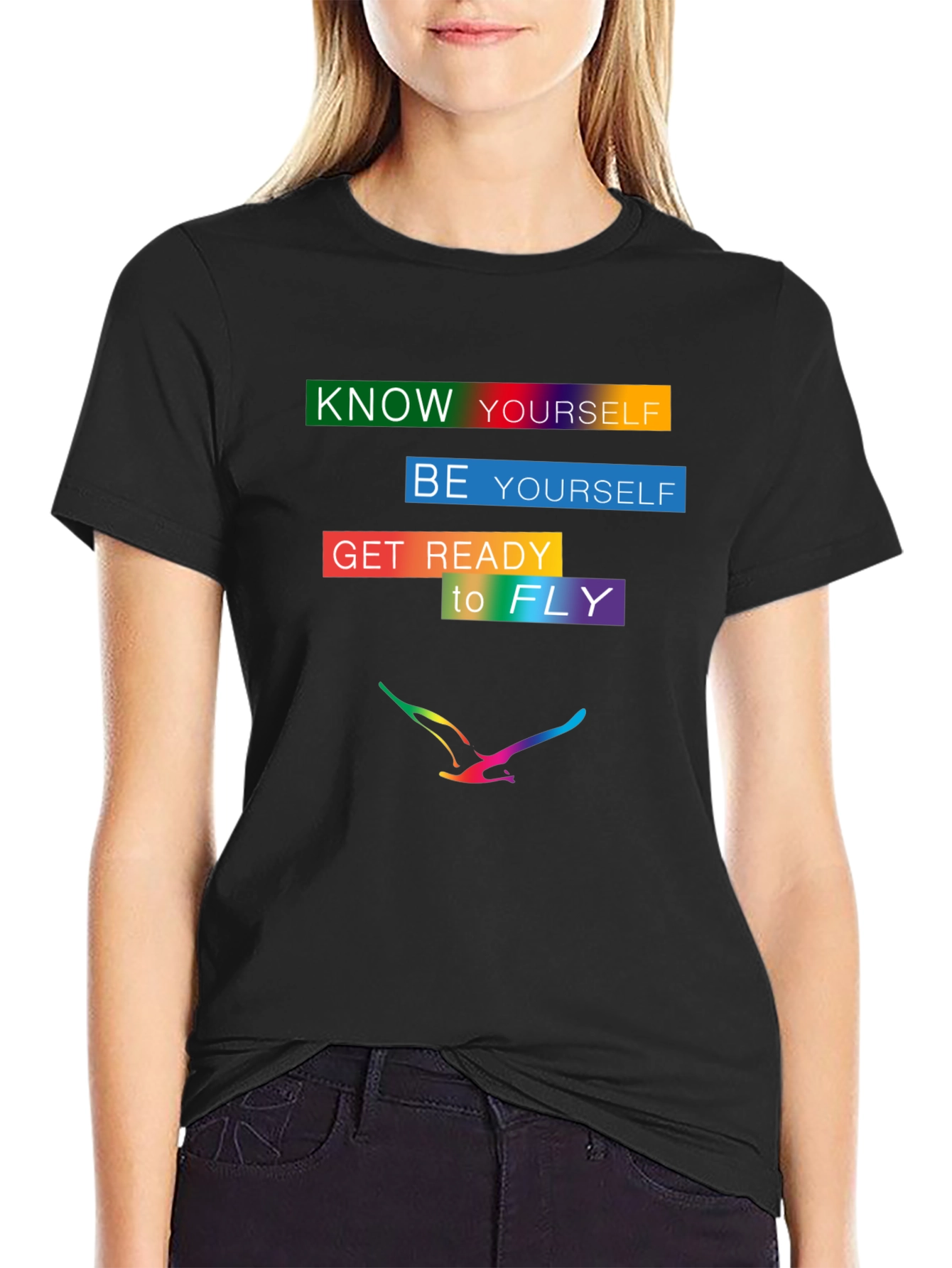 Black Know Yourself Graphic T-Shirt - Motivational Design view 2