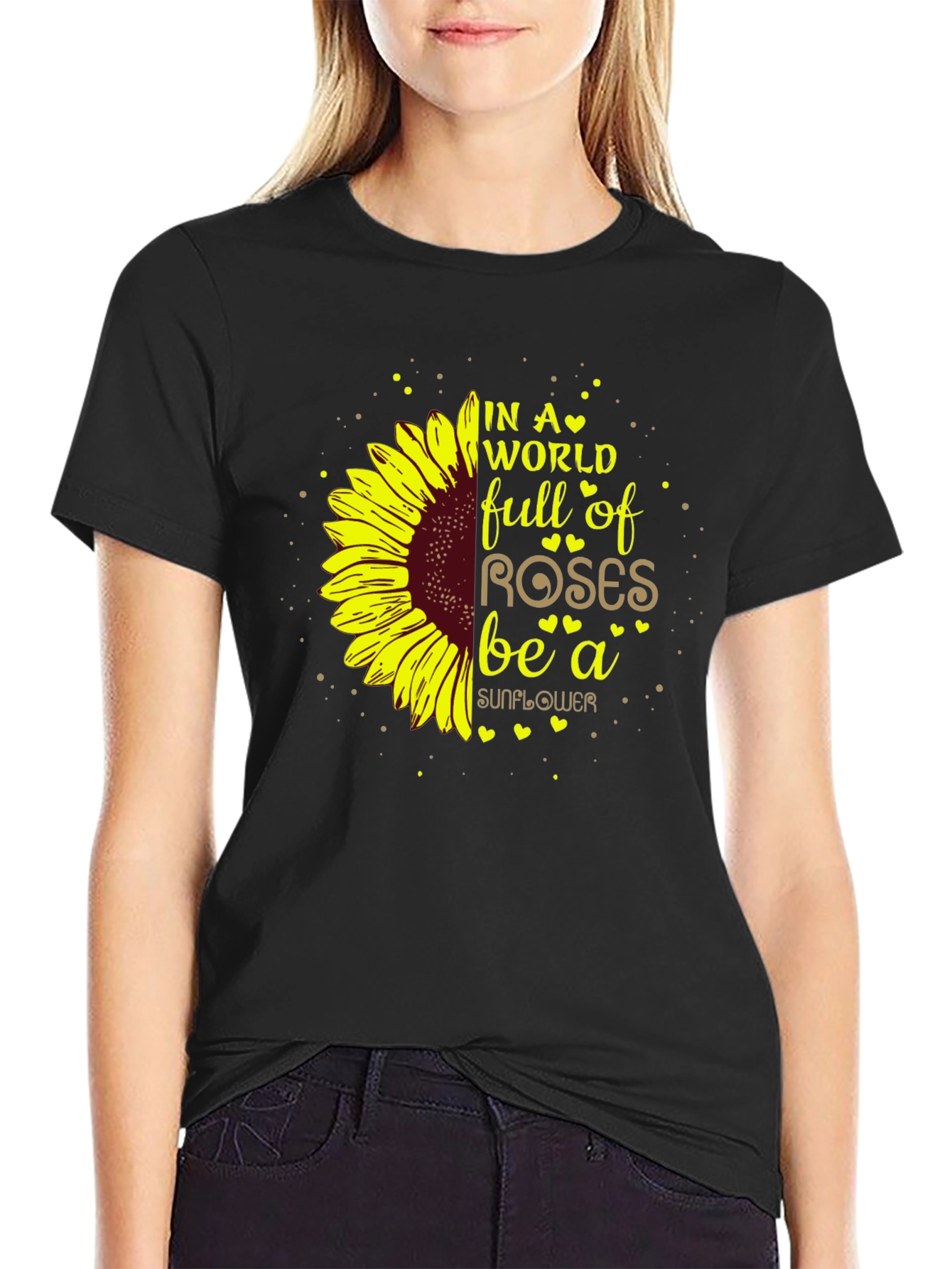 Black Sunflower Graphic T-Shirt - Be a Sunflower view 2