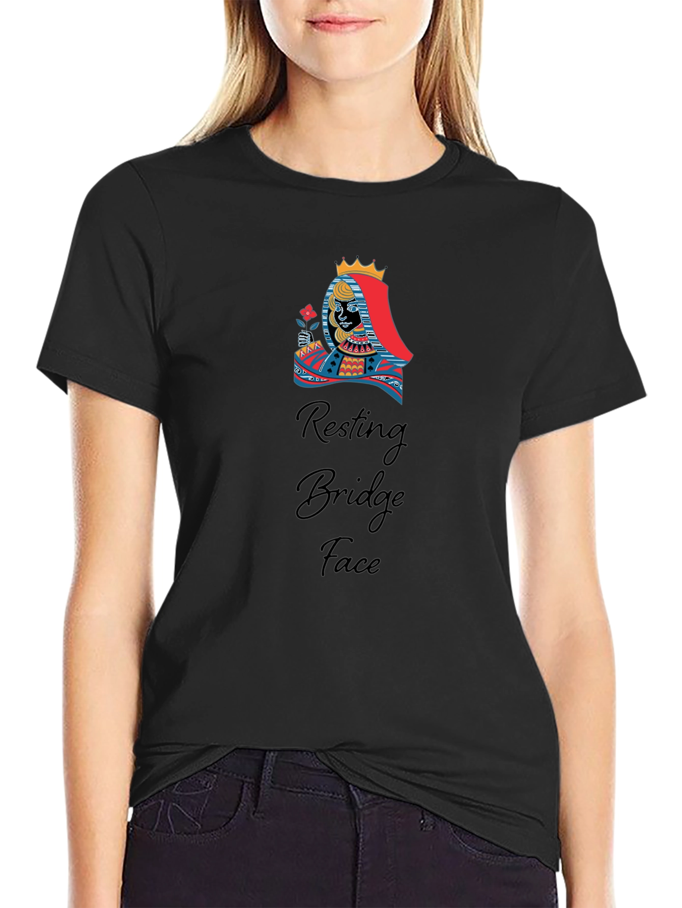 Black Resting Bridge Face Graphic T-Shirt view 2