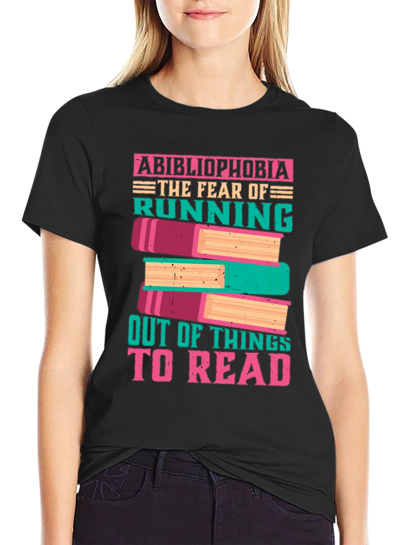 Black Abibliophobia Funny Book Lover T-Shirt view 2