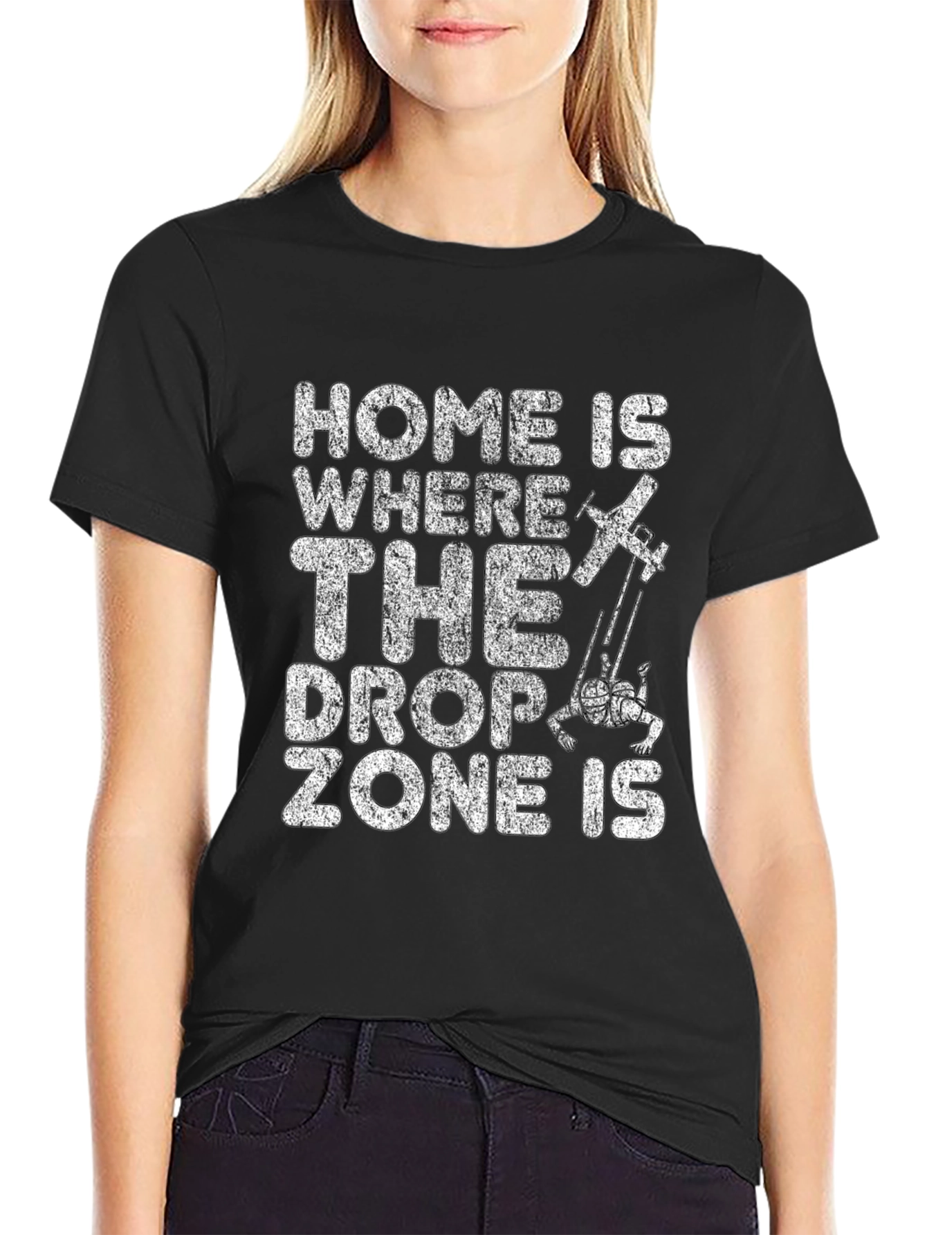 Black Skydiving Drop Zone Black T-Shirt view 2