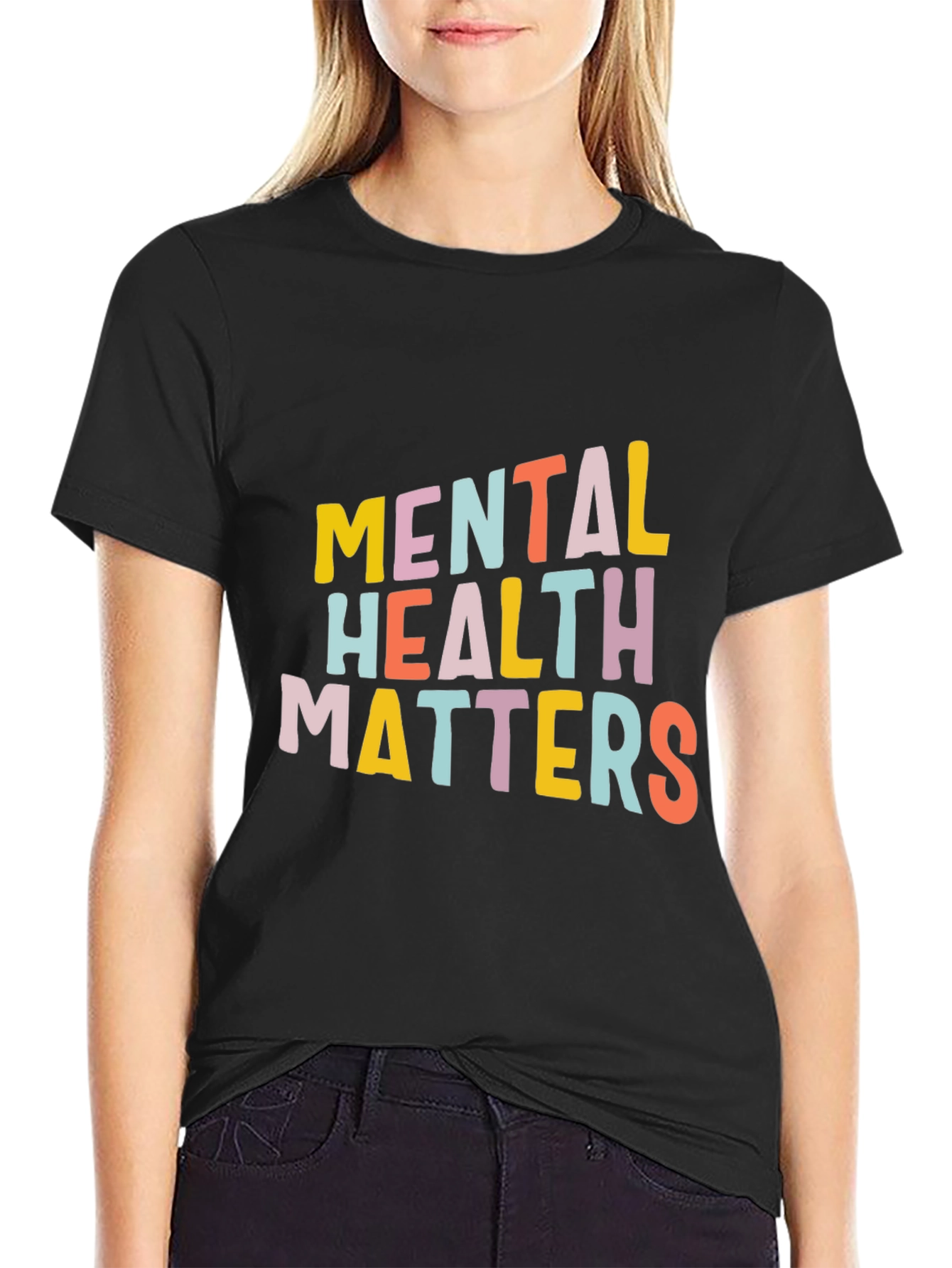 Black Mental Health Matters Graphic Tee - Unisex Black T-Shirt view 2