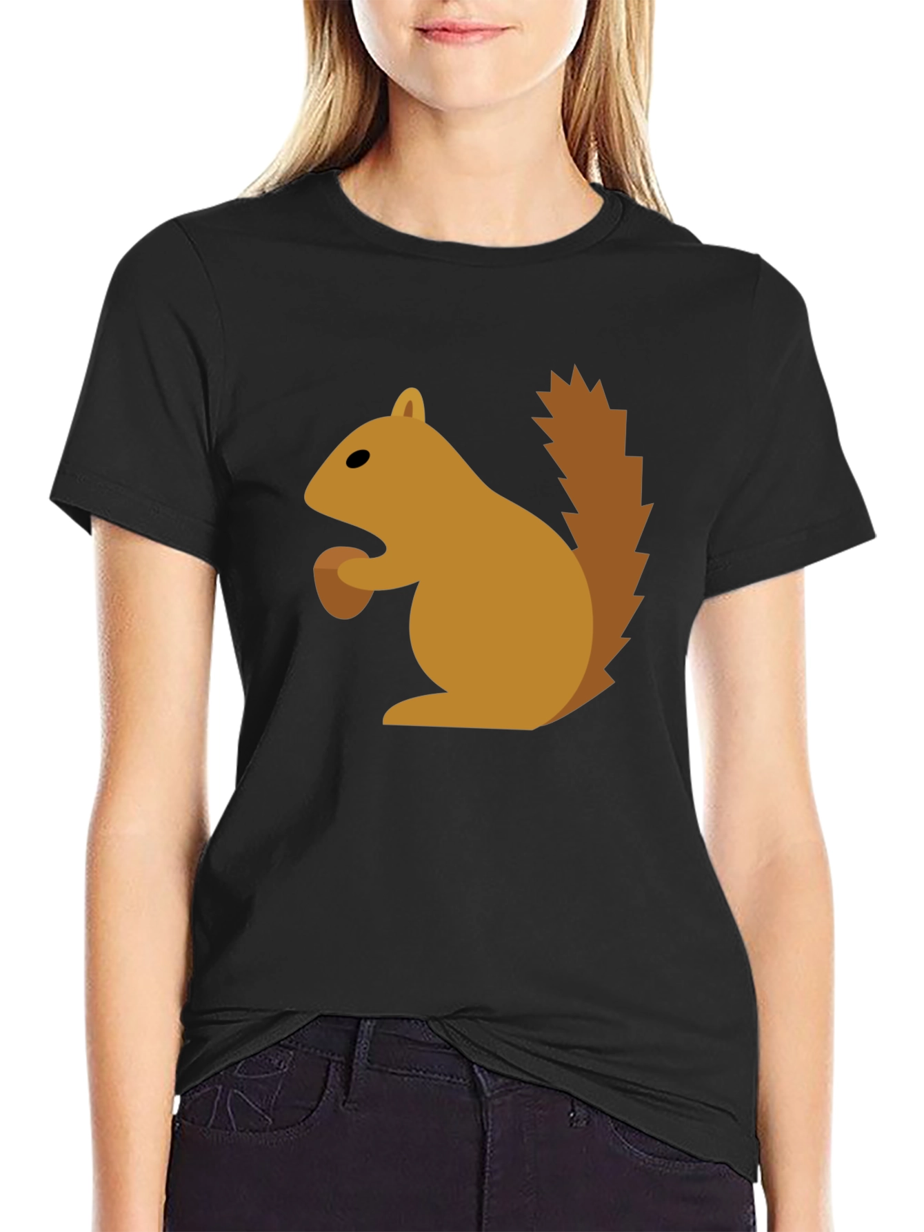 Black Squirrel Graphic Tee - Fun Black T-Shirt view 2