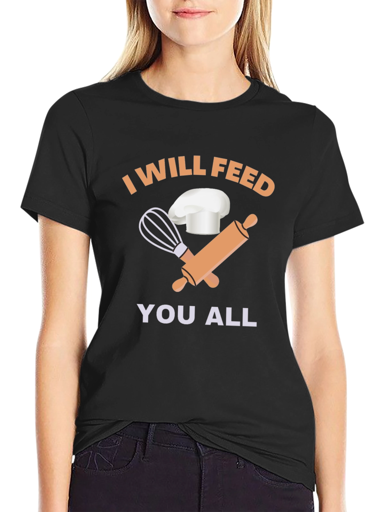 Black I Will Feed You All Chef T-Shirt view 2