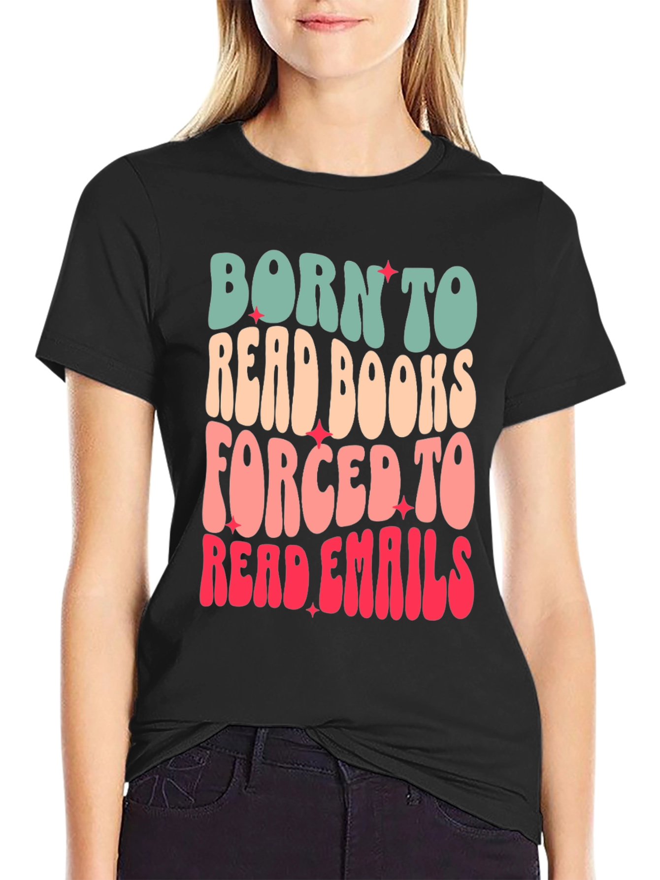 Black Born to Read Books T-Shirt - Novelty Graphic Tee view 2