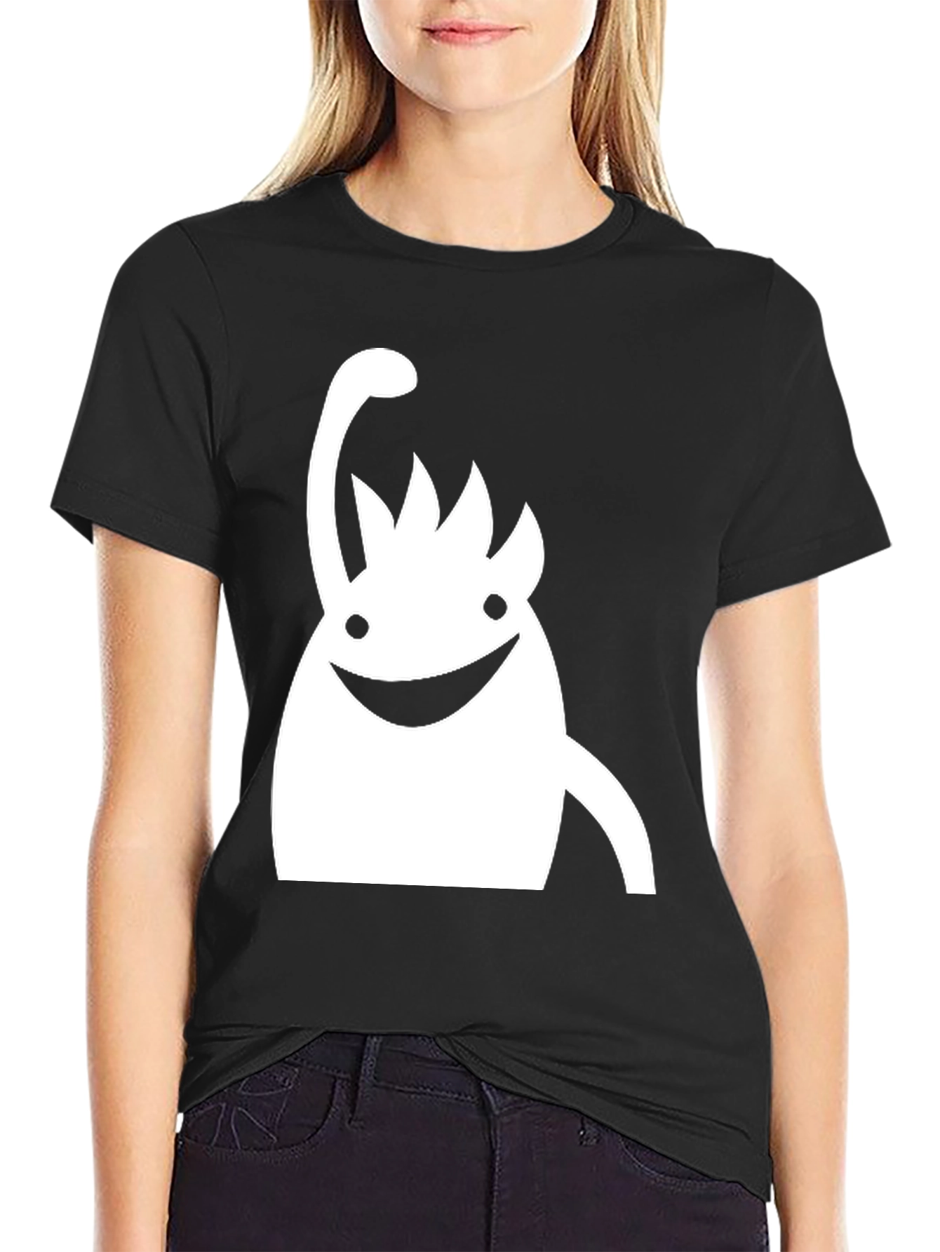 Black Funky Monster Graphic Tee - Black Cotton T-Shirt view 2