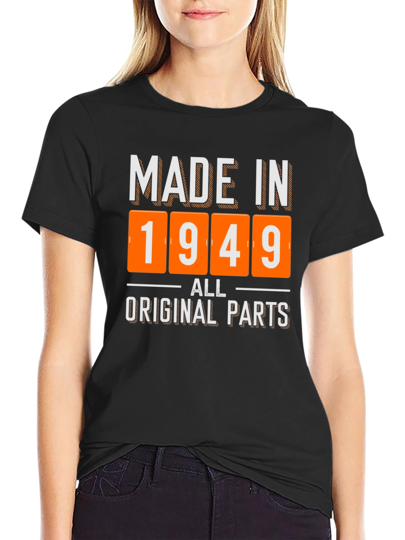 Black Made in 1949 All Original Parts T-Shirt view 2