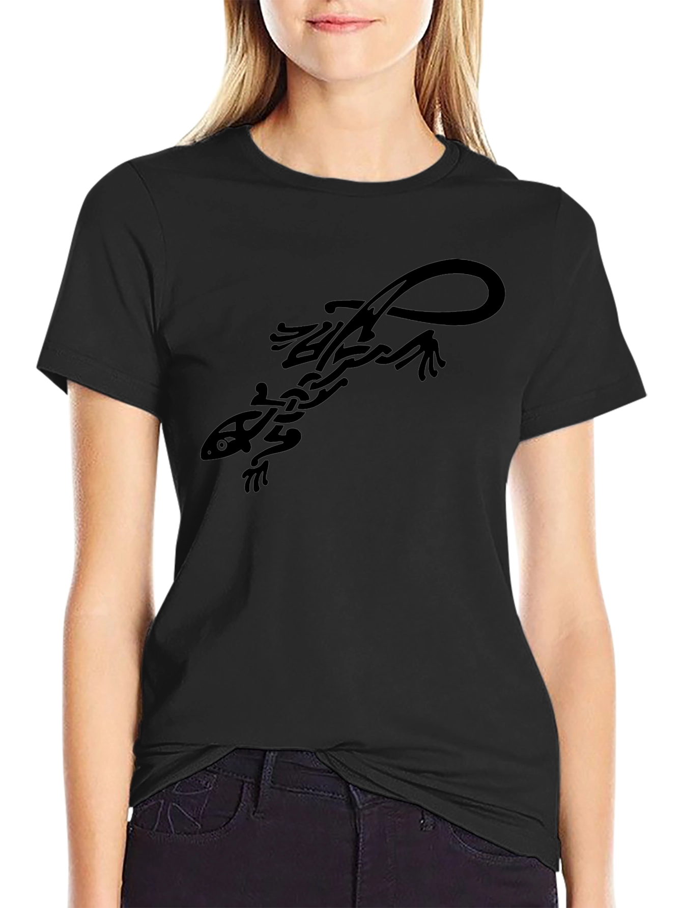 Black Tribal Lizard Graphic Tee - Cool Casual Style view 2