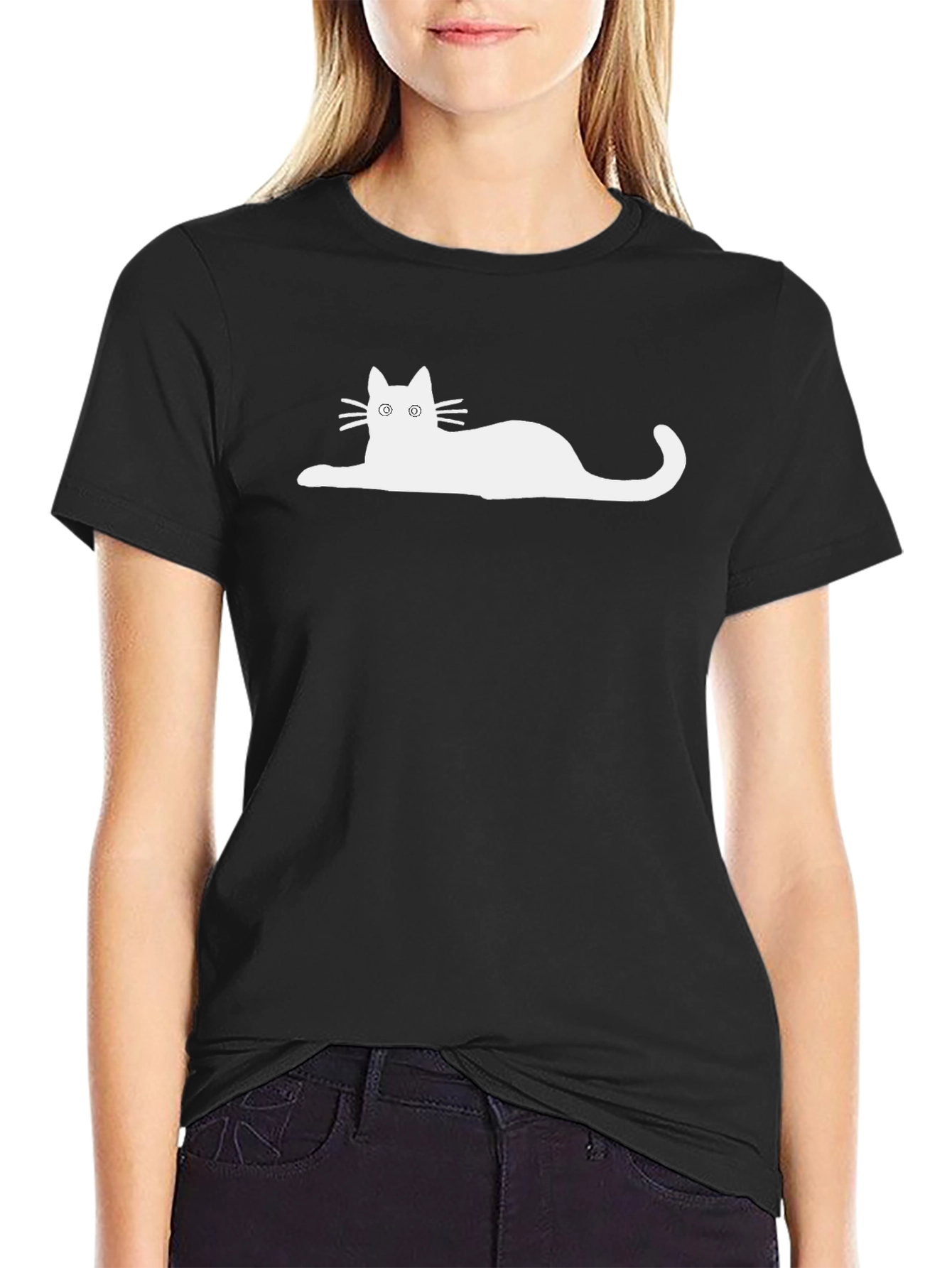 Black Cool Cat Graphic Tee - Relaxed Fit, Black view 2