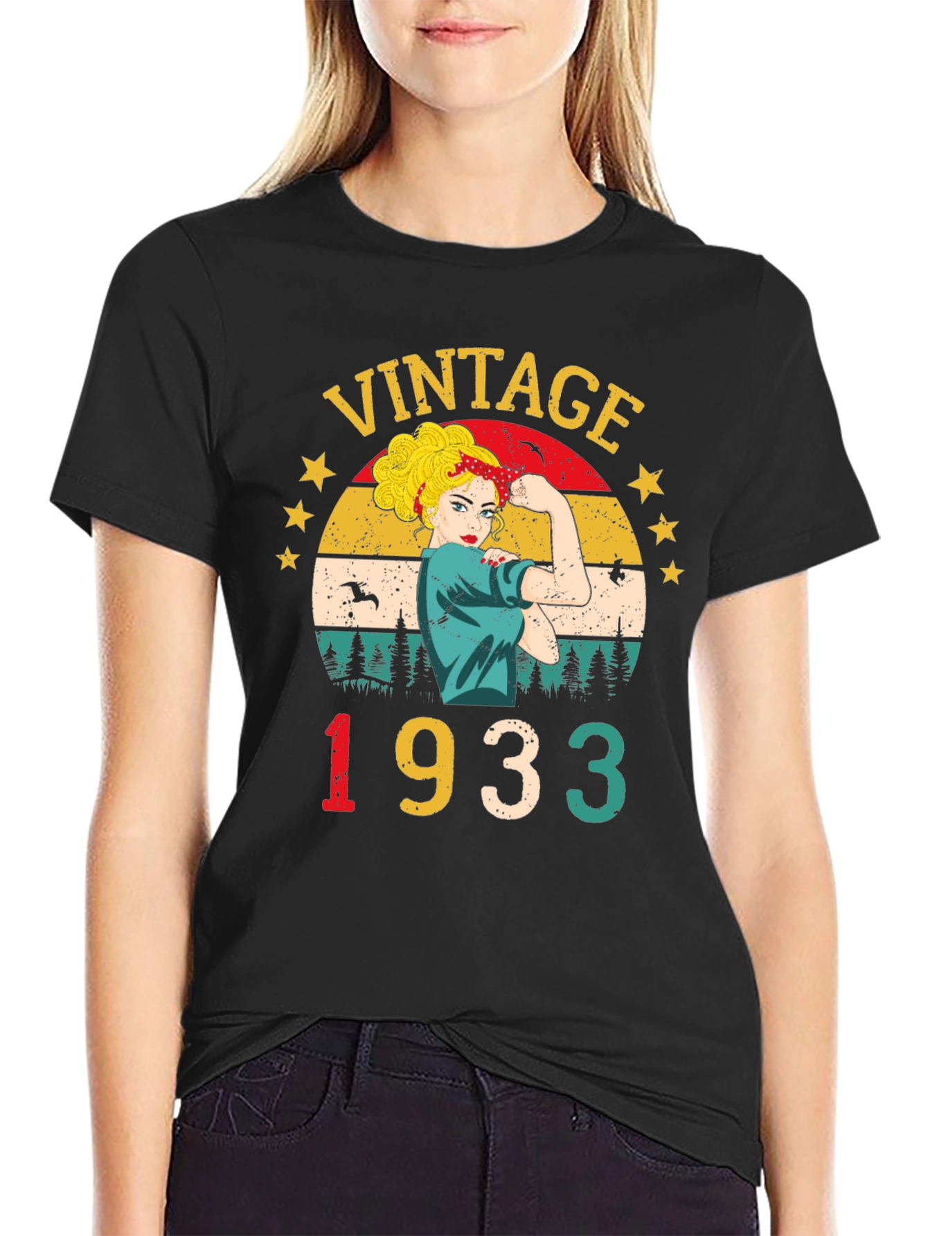 Black Vintage 1933 Rosie the Riveter T-Shirt view 2