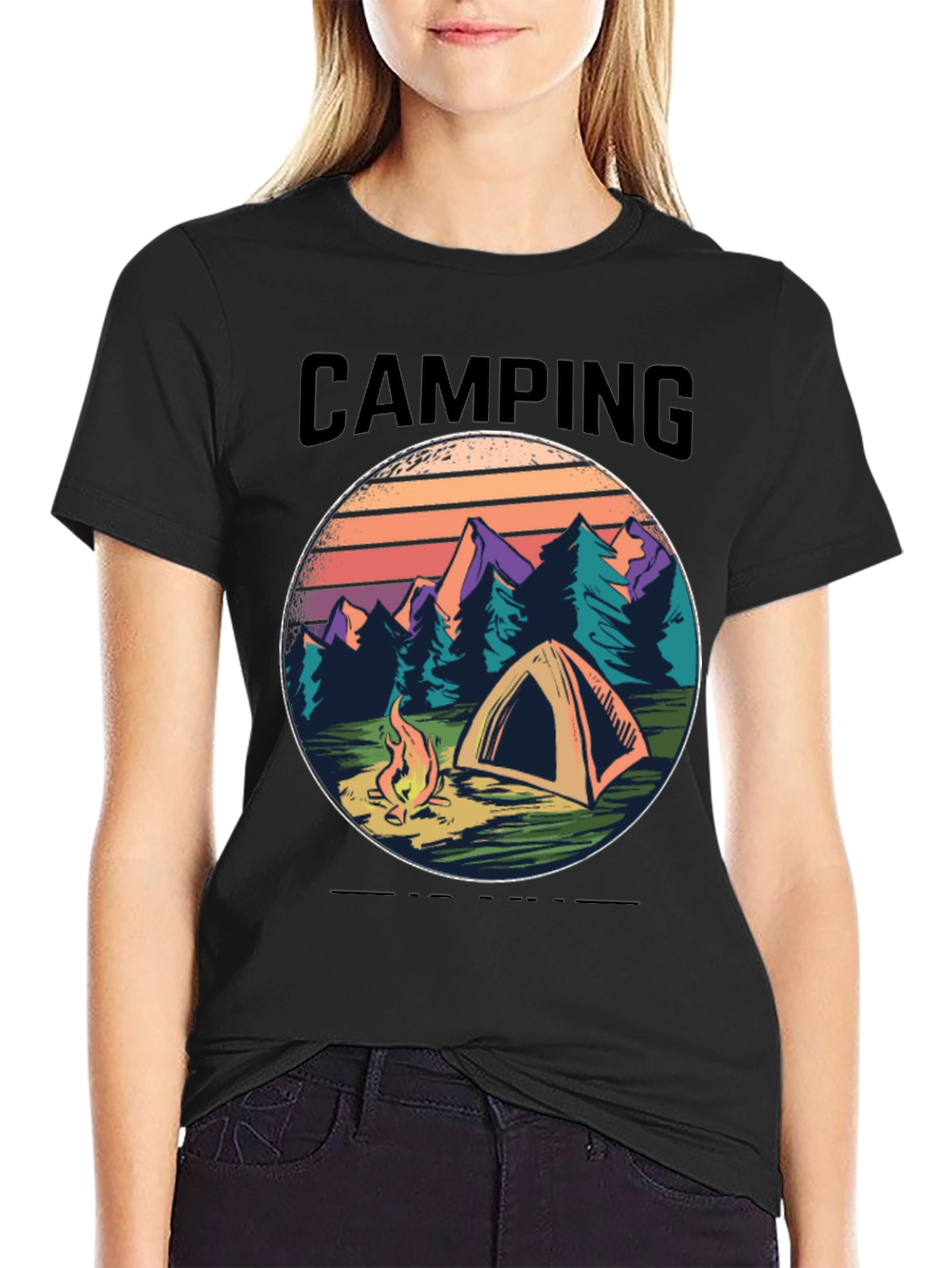 Black Camping Graphic Tee - Nature Adventure Shirt view 2