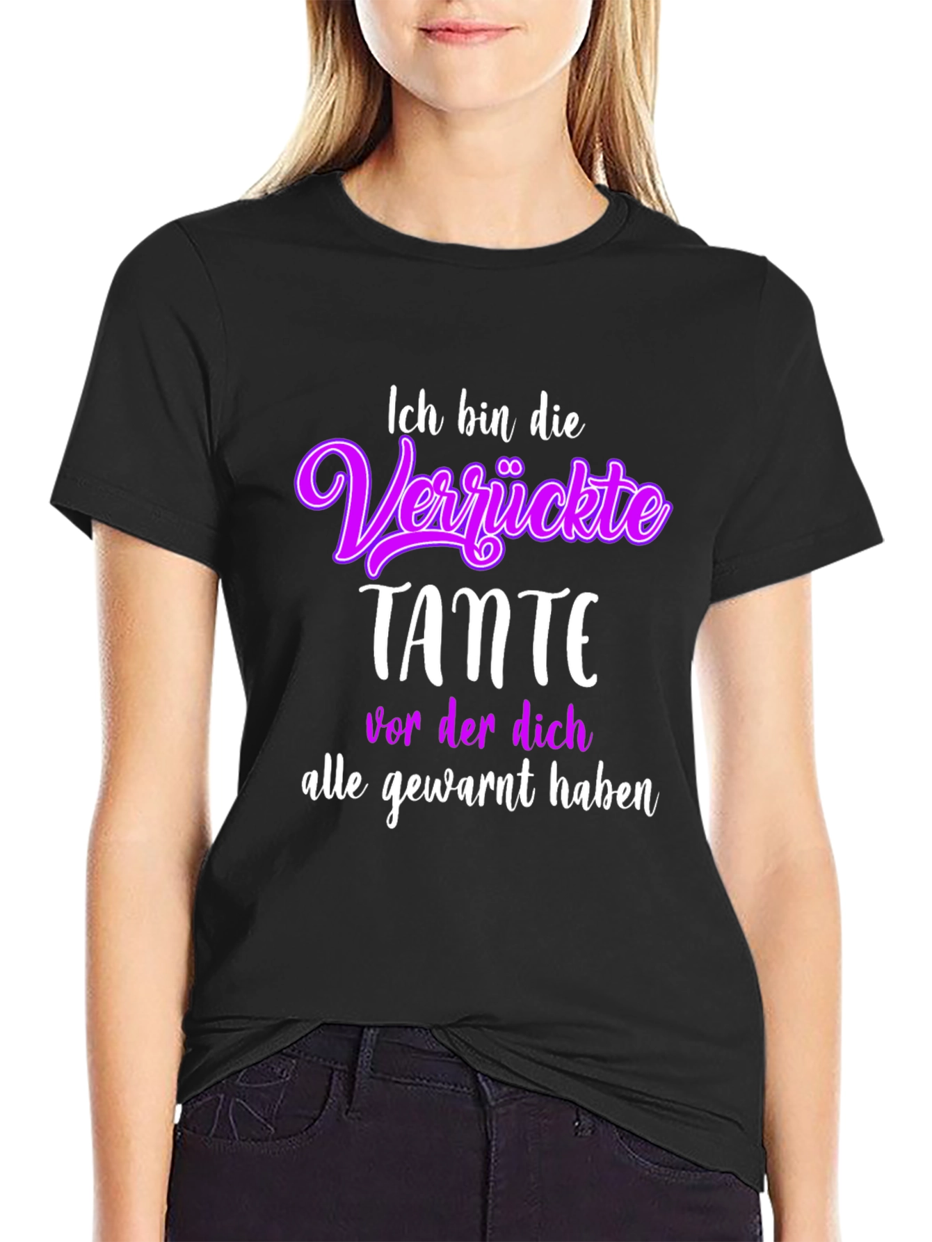 Black Funny Aunt T-Shirt - "Ich bin die Verrückte Tante" view 2