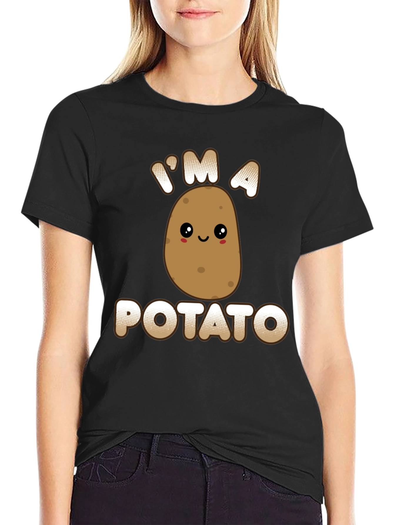Black Funny Potato Graphic T-Shirt - I'm A Potato Tee view 2
