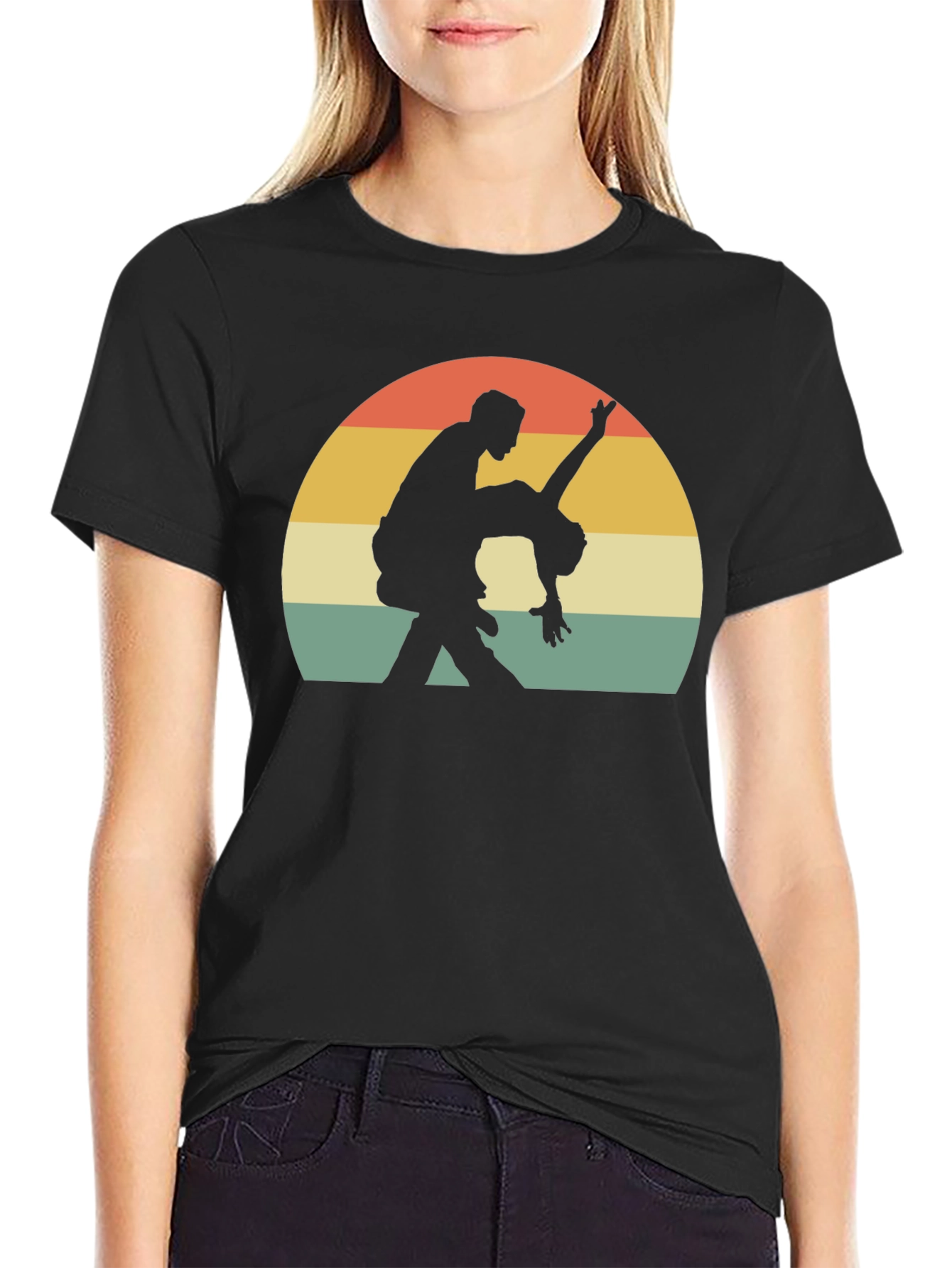 Black Vintage Style Dancing Couple Graphic T-Shirt view 2