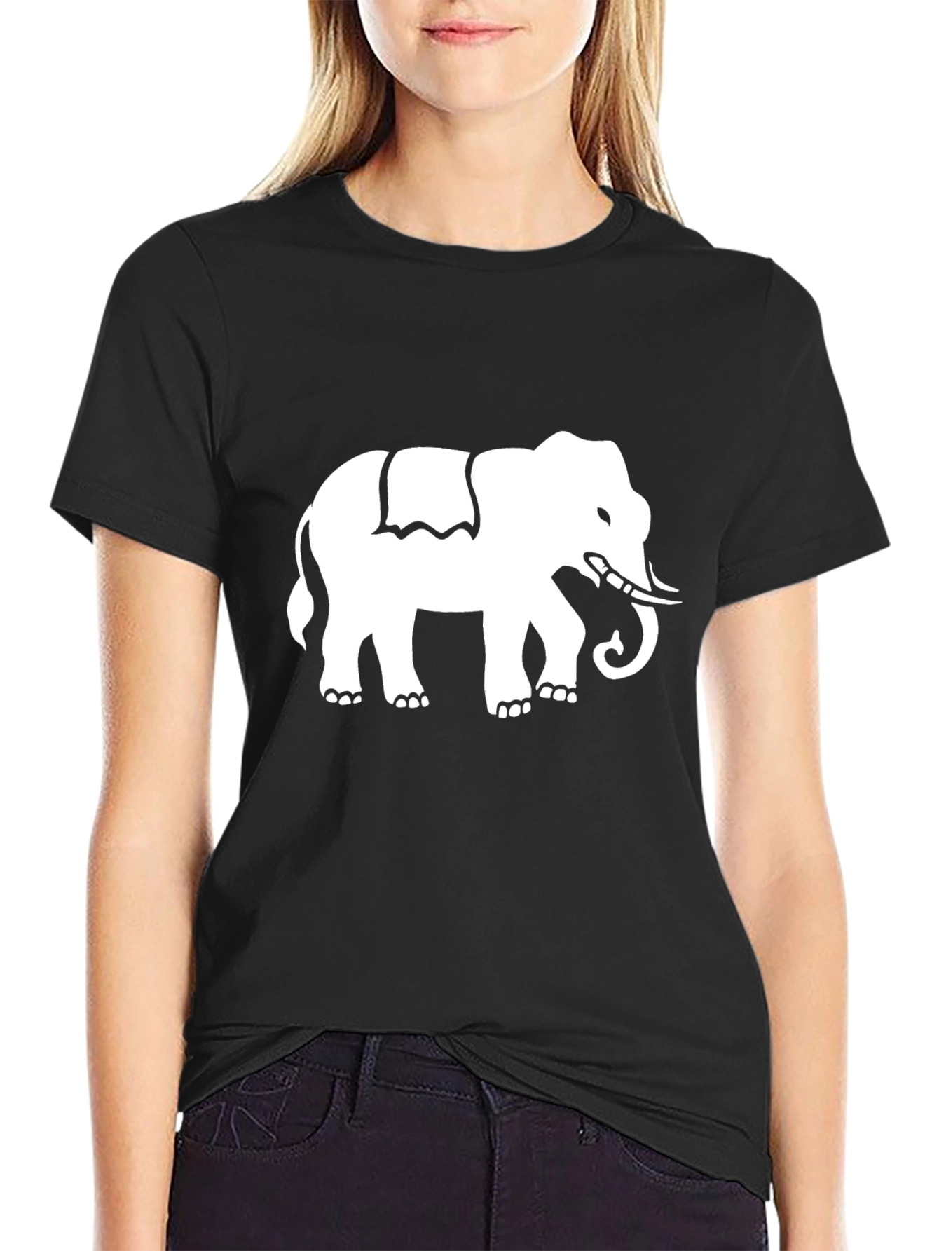 Black Elephant Graphic Black T-Shirt view 2