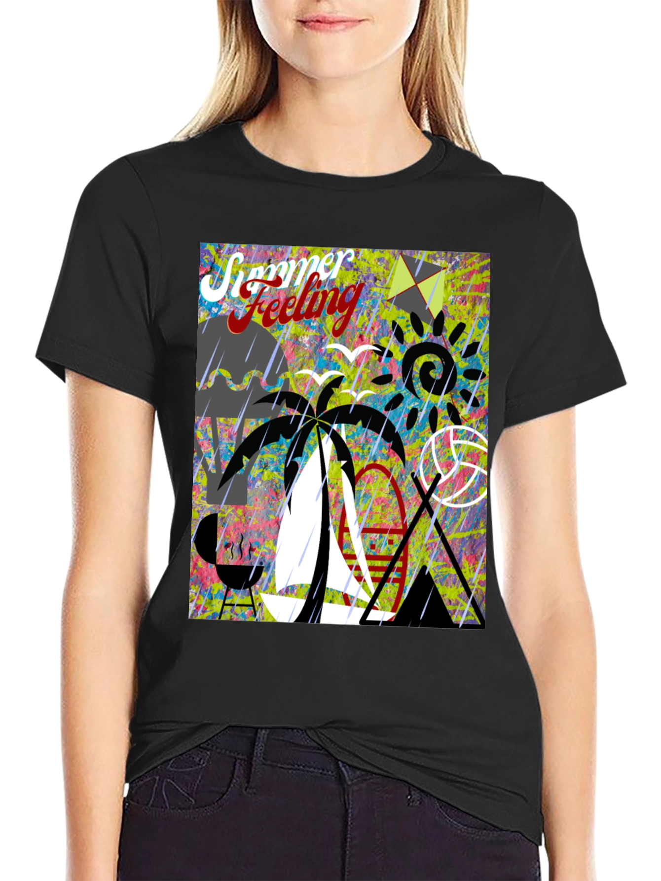 Black Summer Feeling Graphic Tee view 2