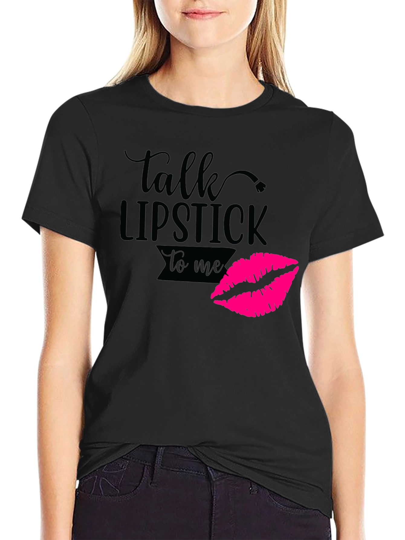 Black Talk Lipstick to Me Graphic Tee view 2