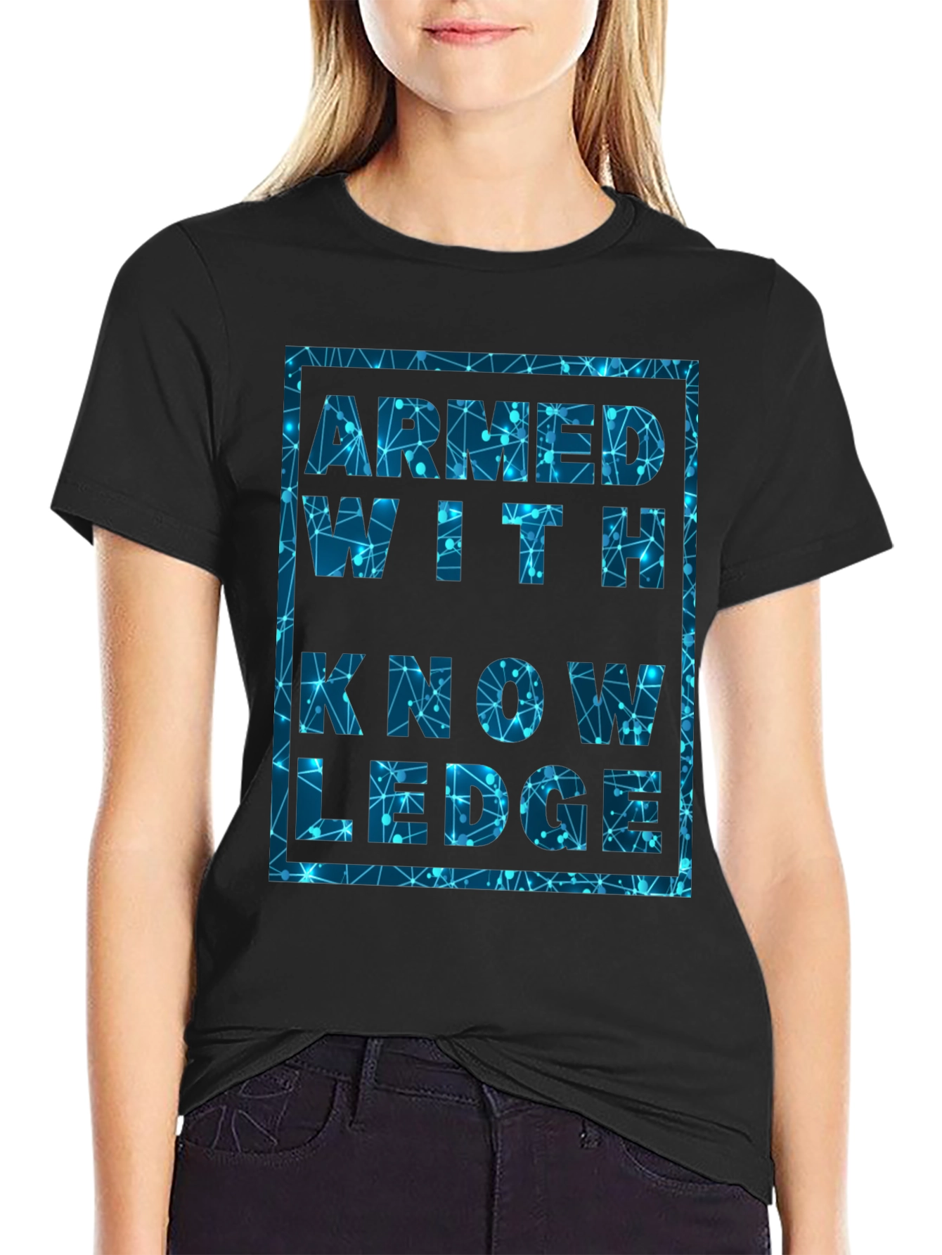 Black Armed With Knowledge Graphic T-Shirt view 2