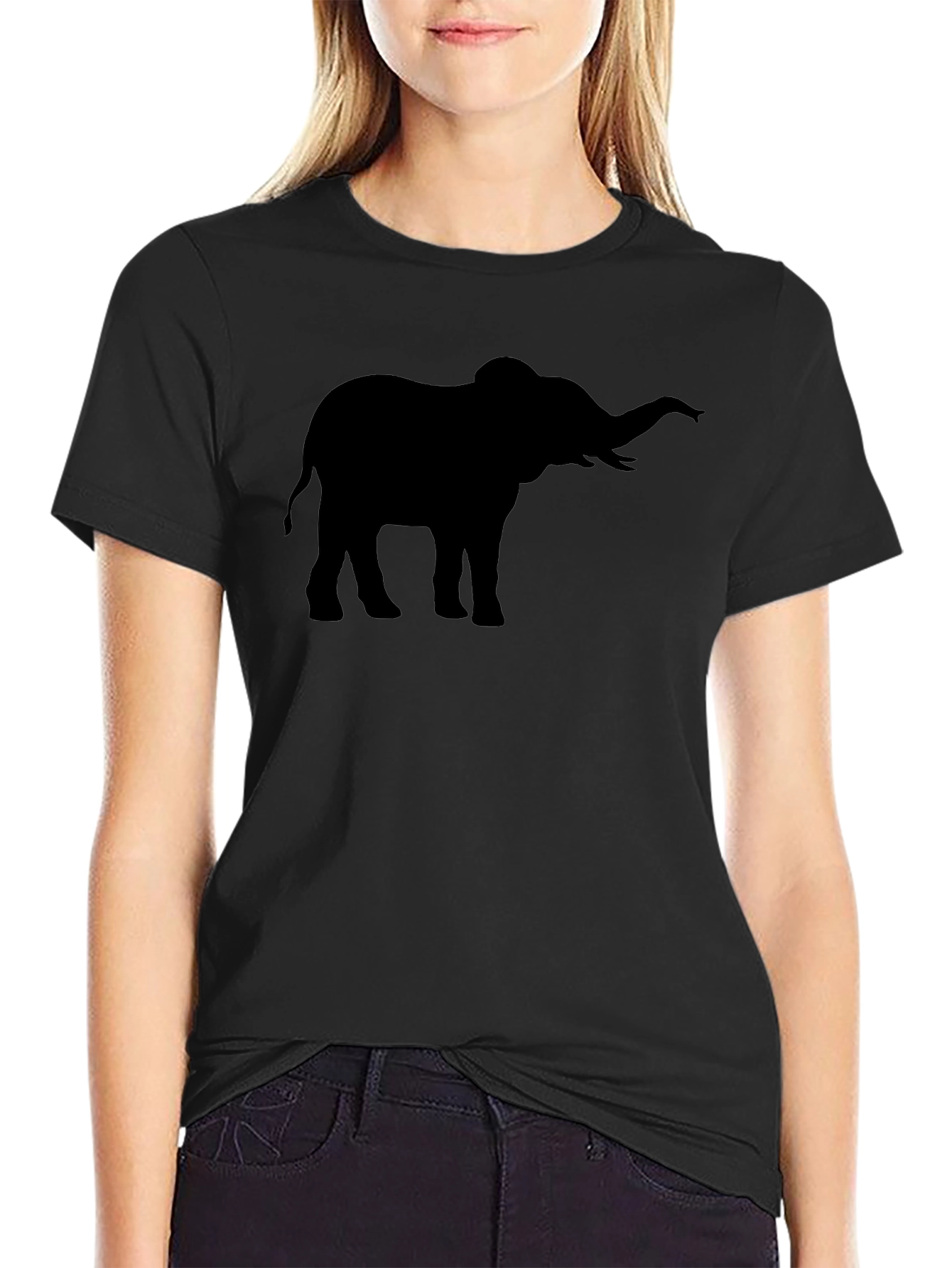 Black Elephant Silhouette Graphic Tee - Black view 2