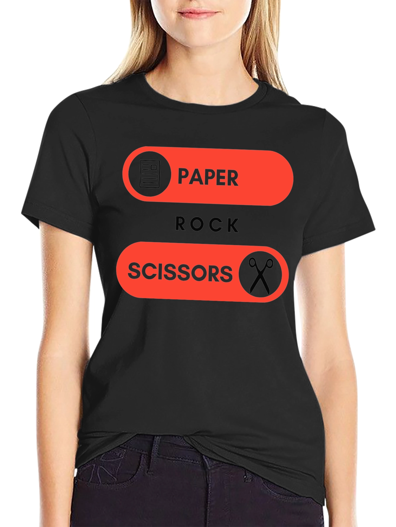 Black Paper Rock Scissors Graphic Tee - Fun Casual Wear view 2