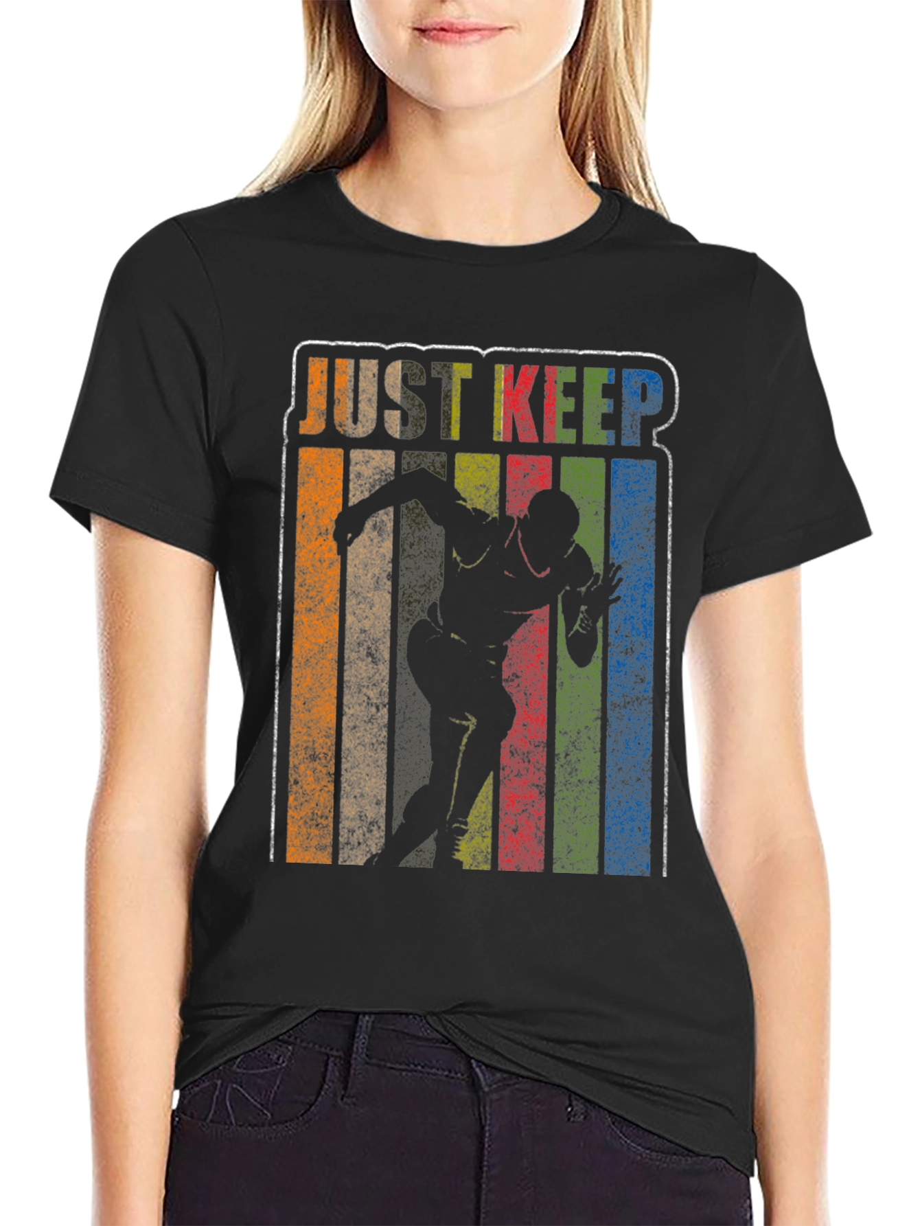 Black Just Keep Running Retro T-Shirt view 2