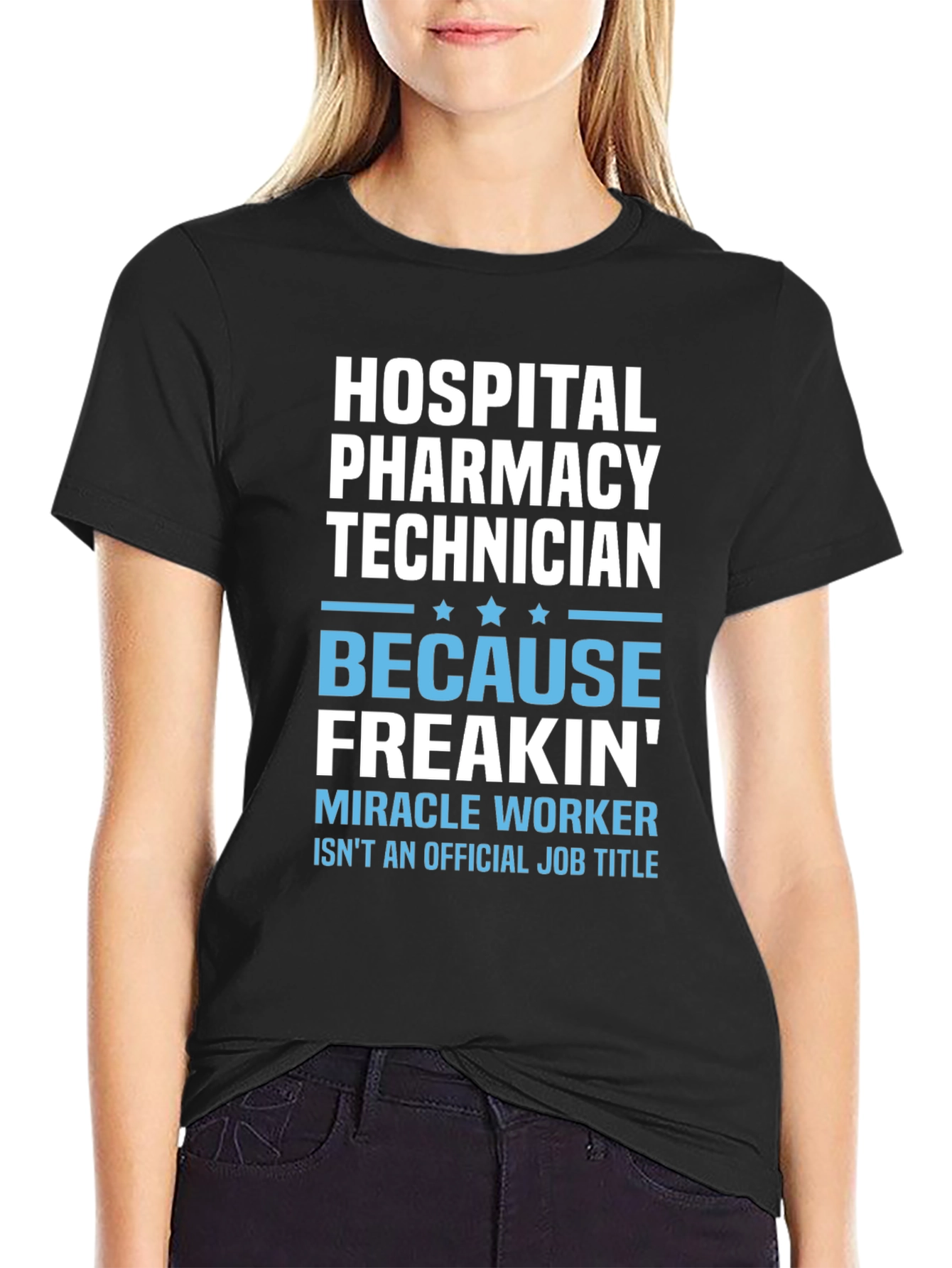 Black Hospital Pharmacy Technician T-Shirt view 2